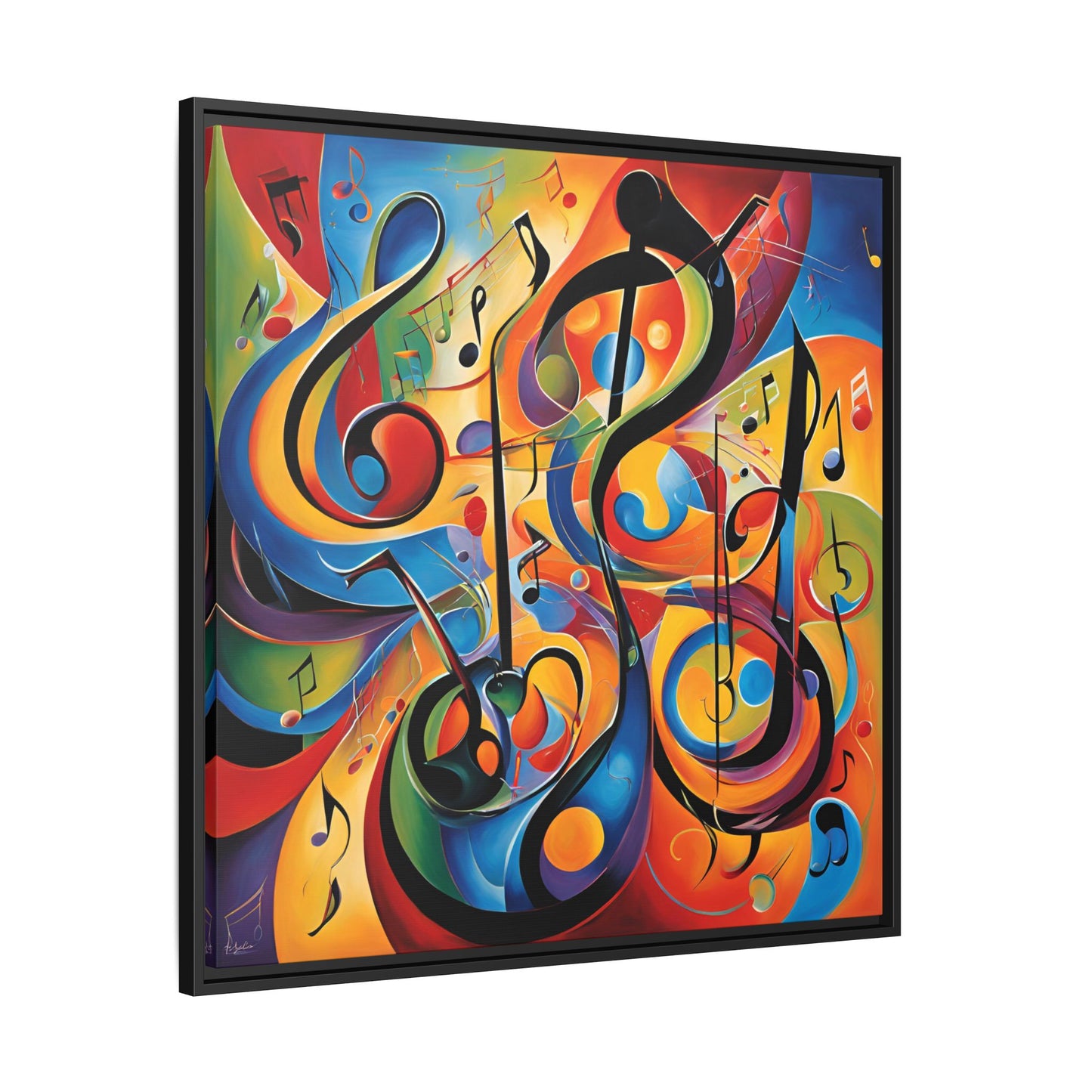 Modern Music-Themed Print Abstract Design Unique Framed Canvas Print Treble Clef Note Wall Art Music Lover Gift Decor 3 frame colors