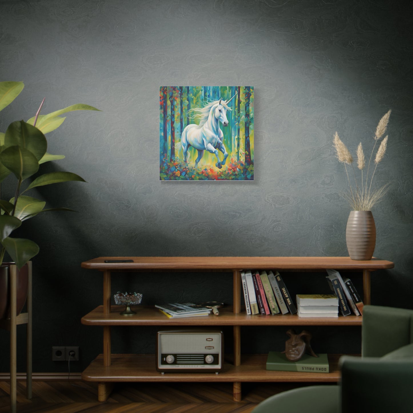 Unicorn Print Wall Art | Matte Canvas, Stretched, 1.25" | Fantasy Anime Modern Art Print Mystical Creature Gift