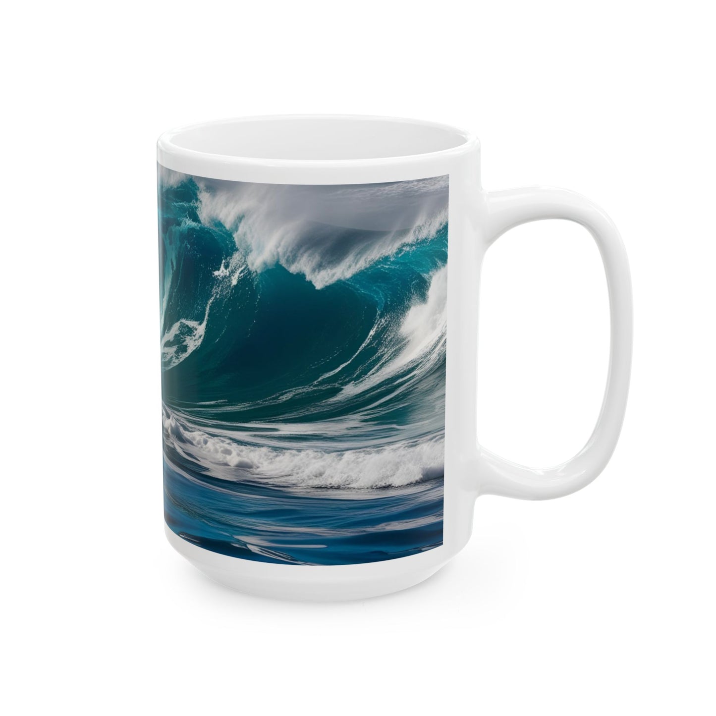 Ceramic Beach Theme Coffee Mug Modern Wave Design Mug Tea Cup Oceanic Swirl Design Salt Life Surfer Beachy Ceramic Mug