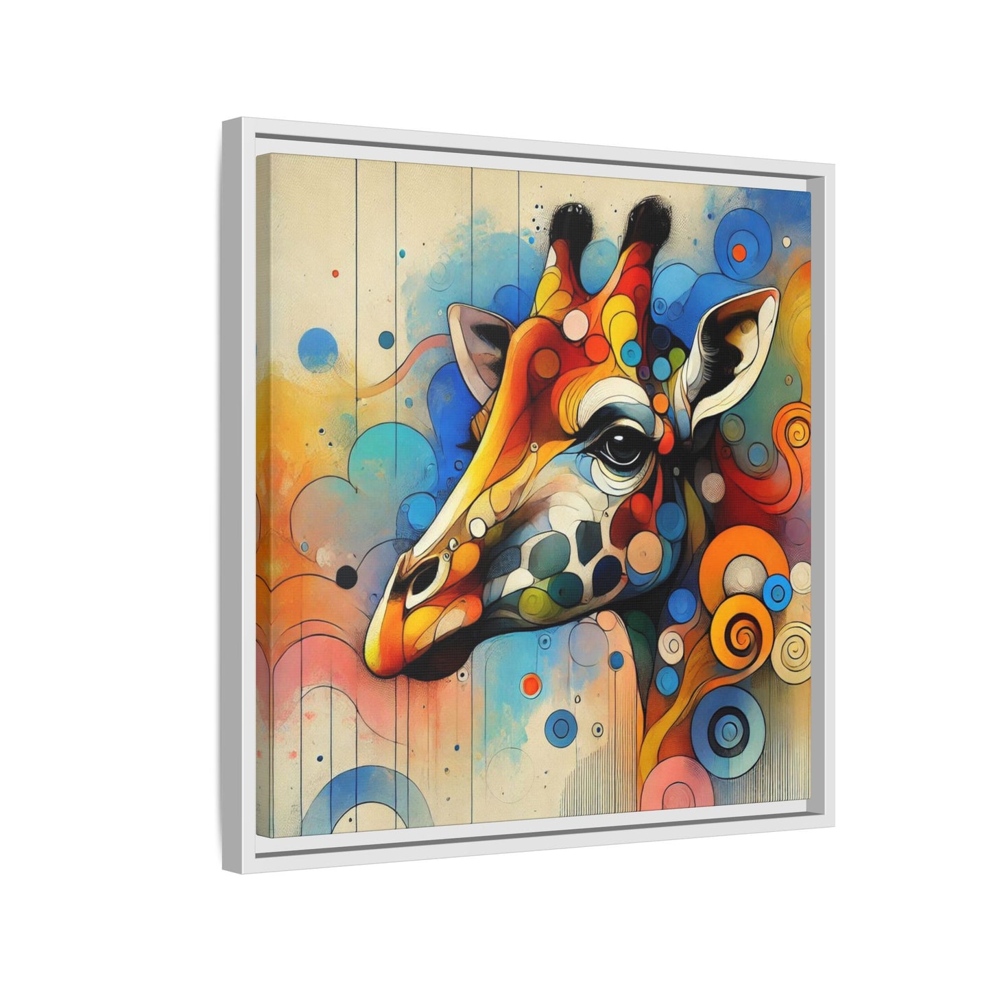 Modern Giraffe Print Abstract Design Unique Framed Canvas Print African Wall Art Animal Lover Gift Nature Lover Decor 3 frame colors