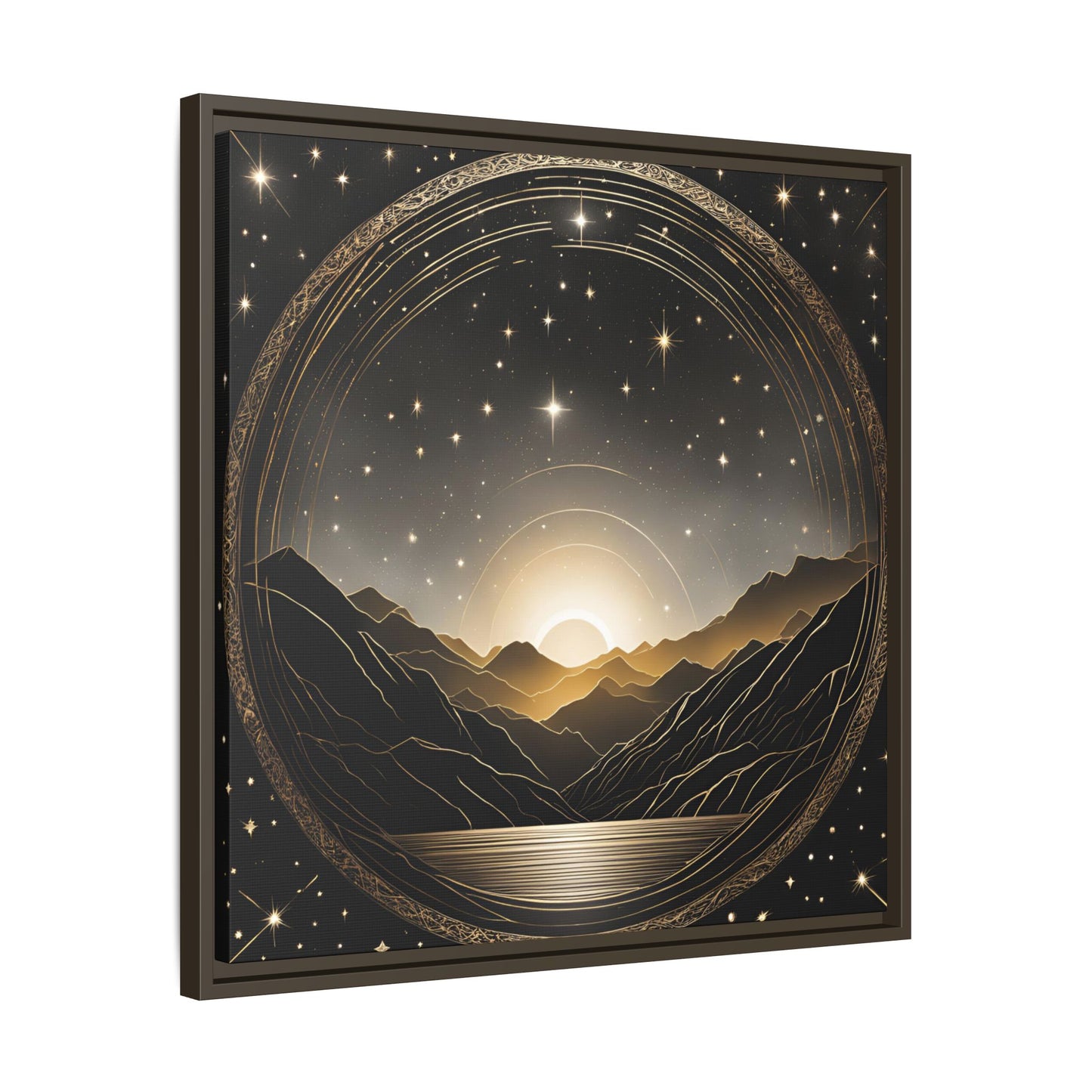 Boho Celestial Design Unique Framed Canvas Wall Art Sun and Stars Astrological Gift Nature Lover Gift Astronomy Gift 3 frame color choices