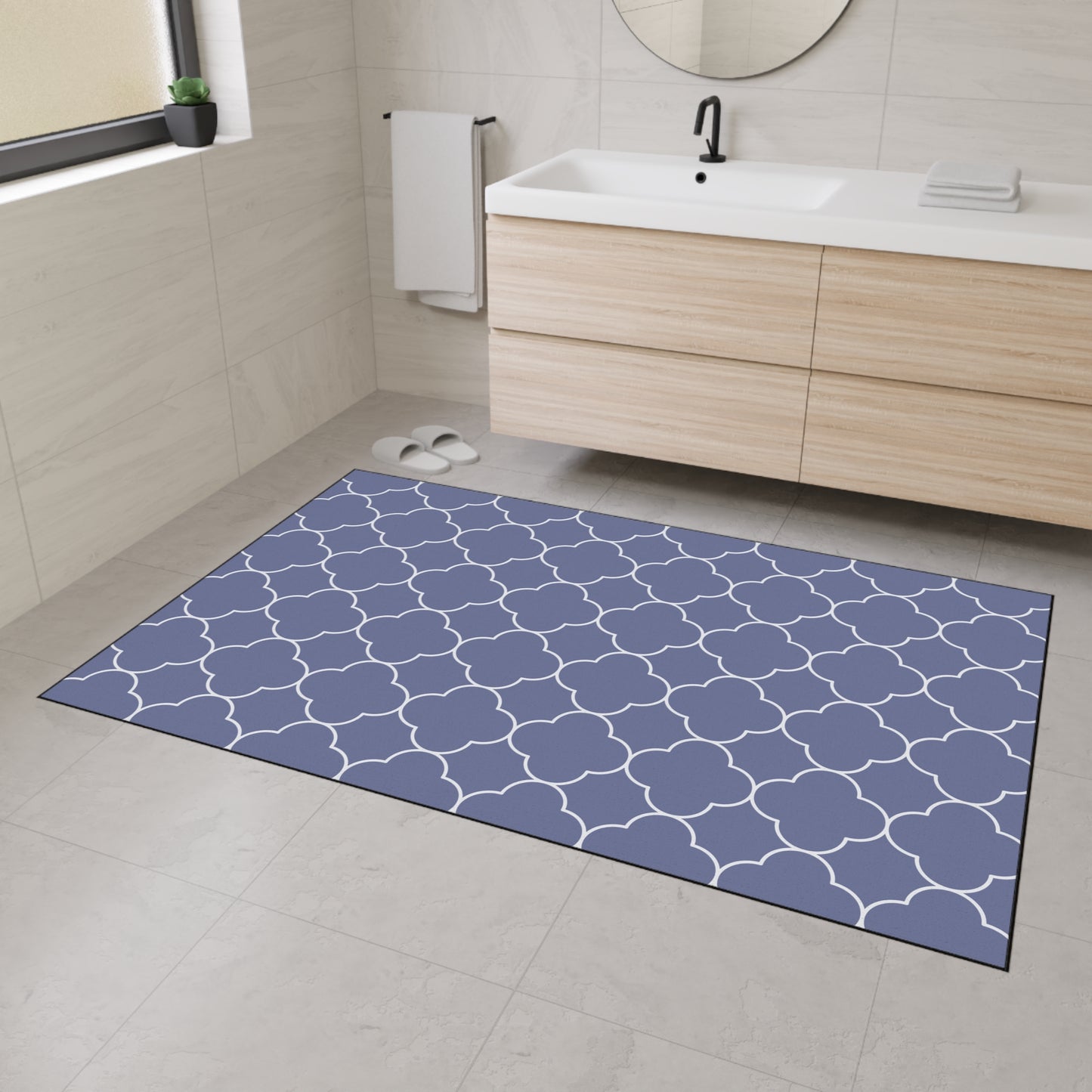 Decorative Heavy Duty Non-Slip Floor Mat Stylish Design Perfect for Entryway Kitchen Light Grey Geometric Floral Design Rug Bathroom Mat