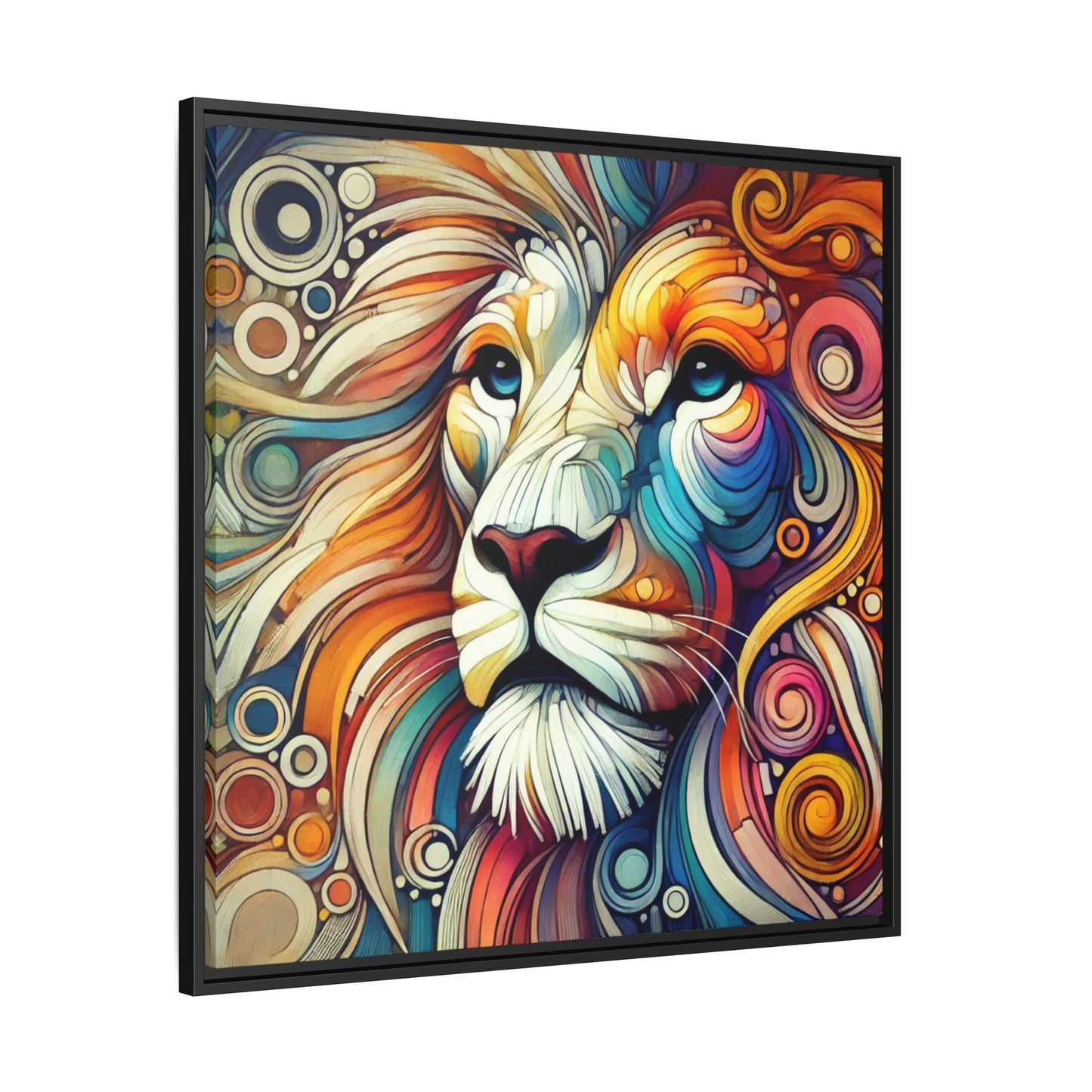 Modern Lion Print Abstract Design Unique Framed Canvas Print King of Jungle Wall Art Animal Lover Gift Nature Lover Decor 3 frame colors