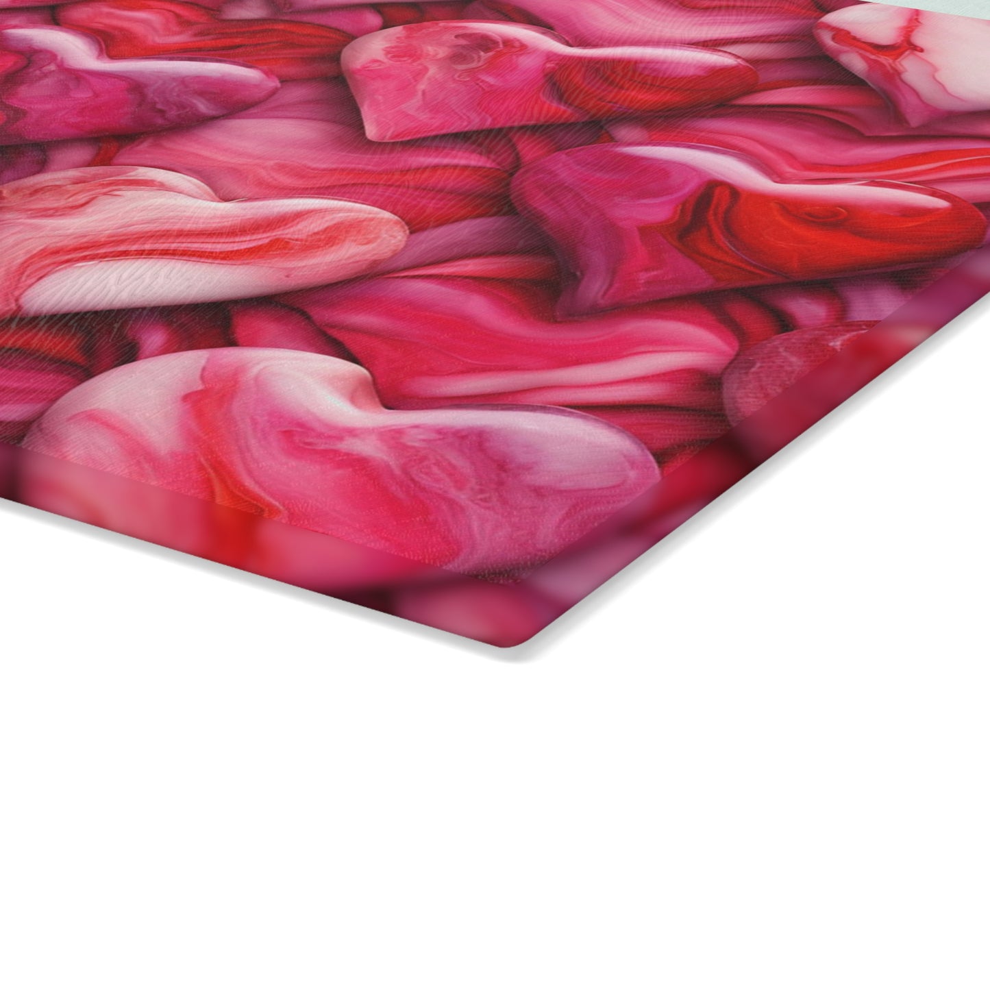 Kitchen Decor Glass Cutting Board Serving Tray with Heart Design Retro Damask Pattern Cutting Board Gift for Home Cook Charcuterie Board