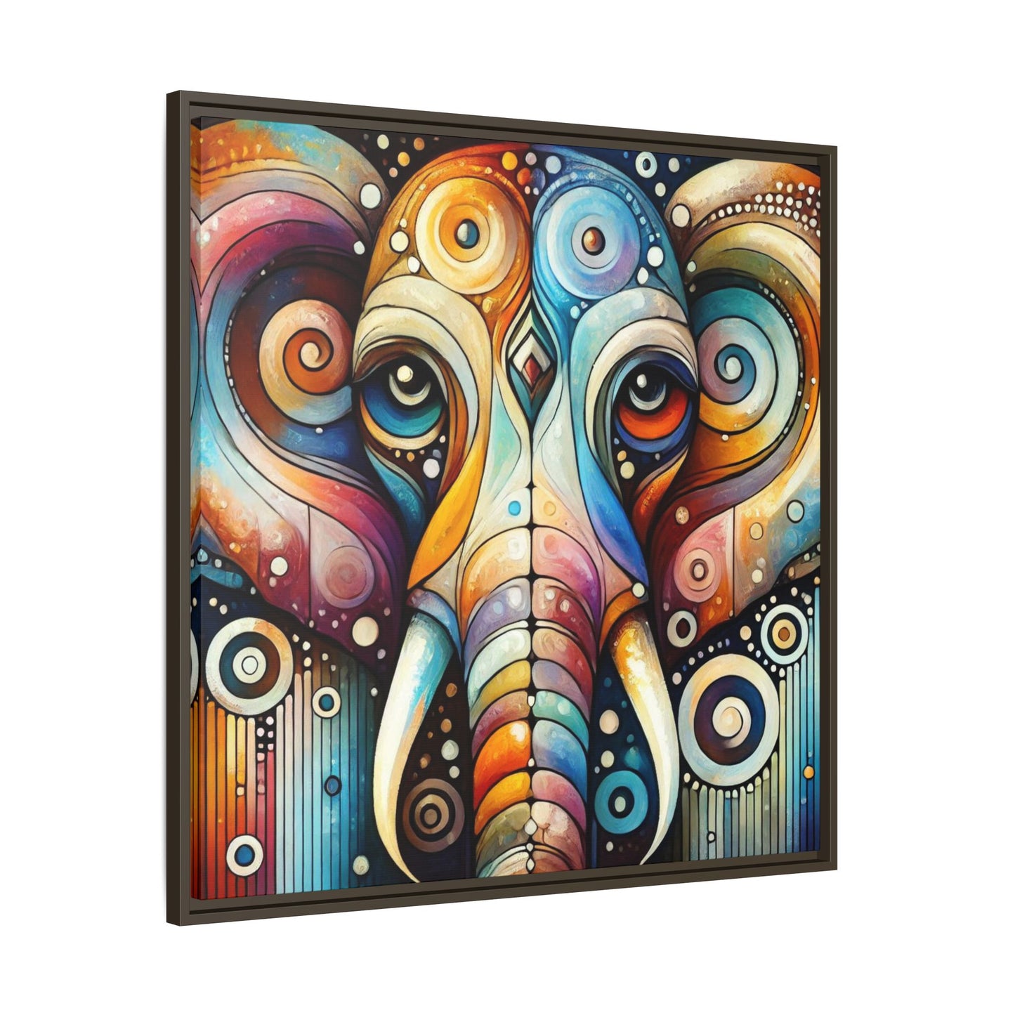 Modern Elephant Face Print Abstract Design Unique Framed Canvas Print African Wall Art Animal Lover Nature Lover Decor 3 frame colors