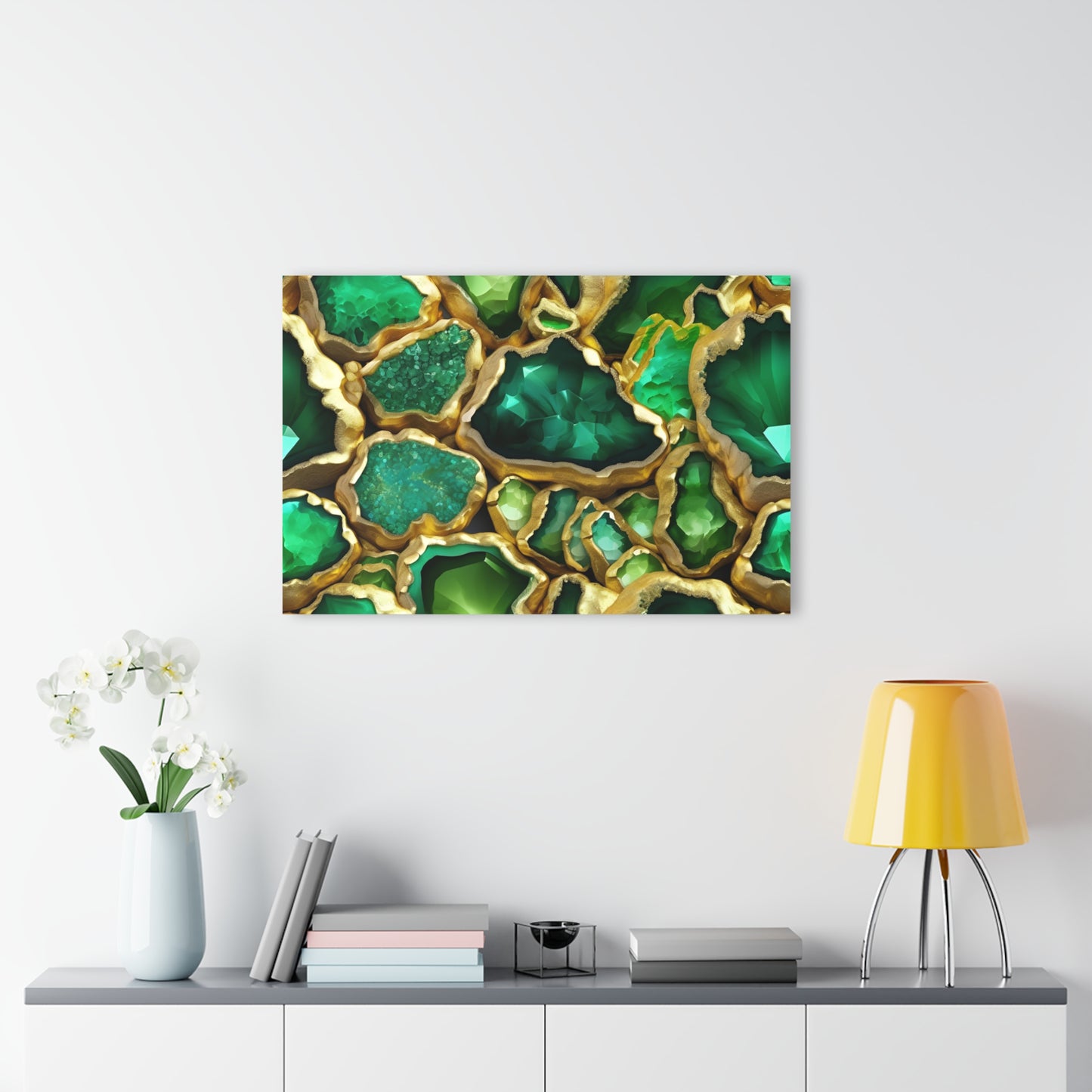 Large Geode-Inspired Design Acrylic Print with French Cleat Emerald-look Nature Wall Art Rock Lover Relaxing Artwork Modern Home Decor