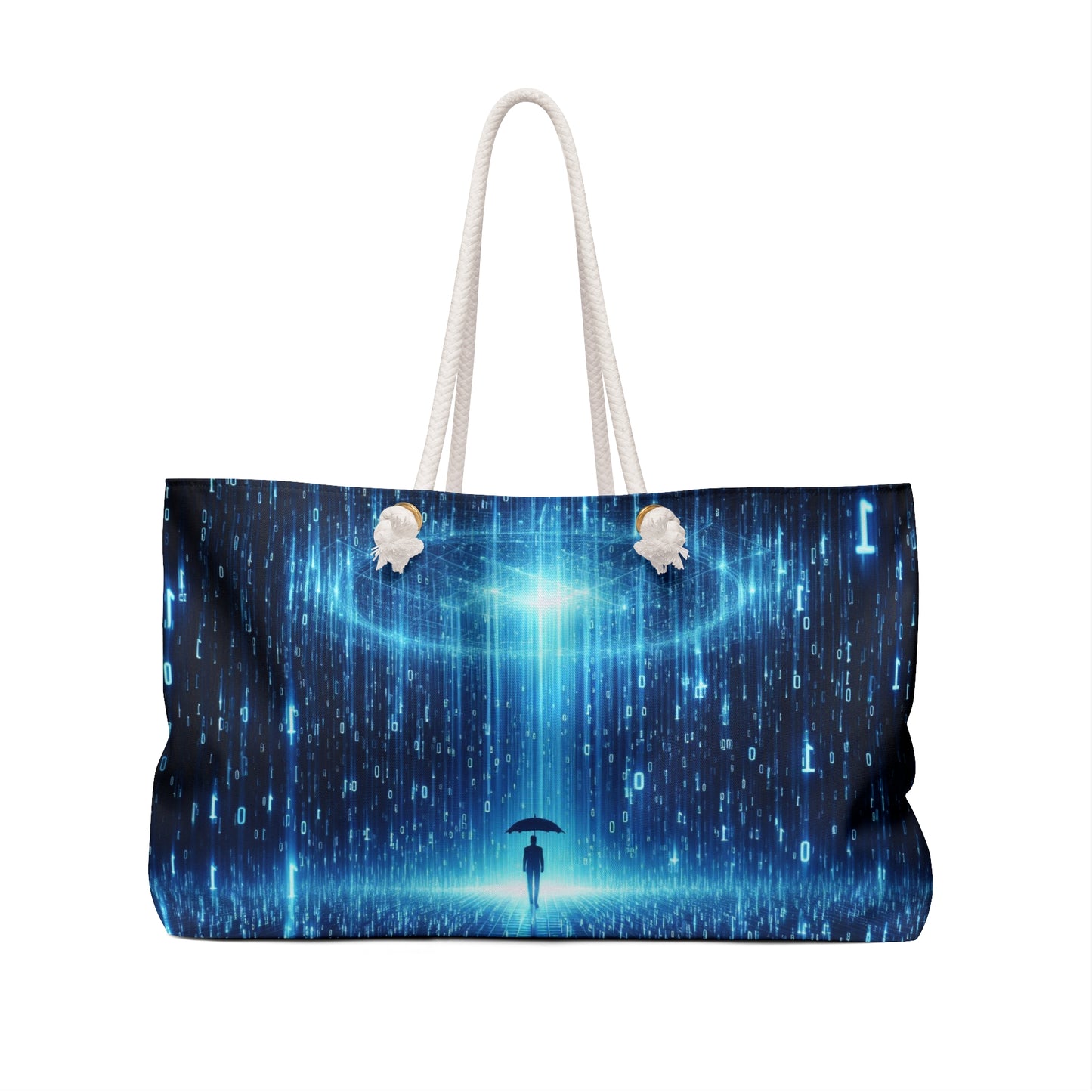 Binary Code Design Computer Matrix Weekender Tote AI theme Grocery Shopping Bag Techie Large Gift Bag Computer Programmer Tote