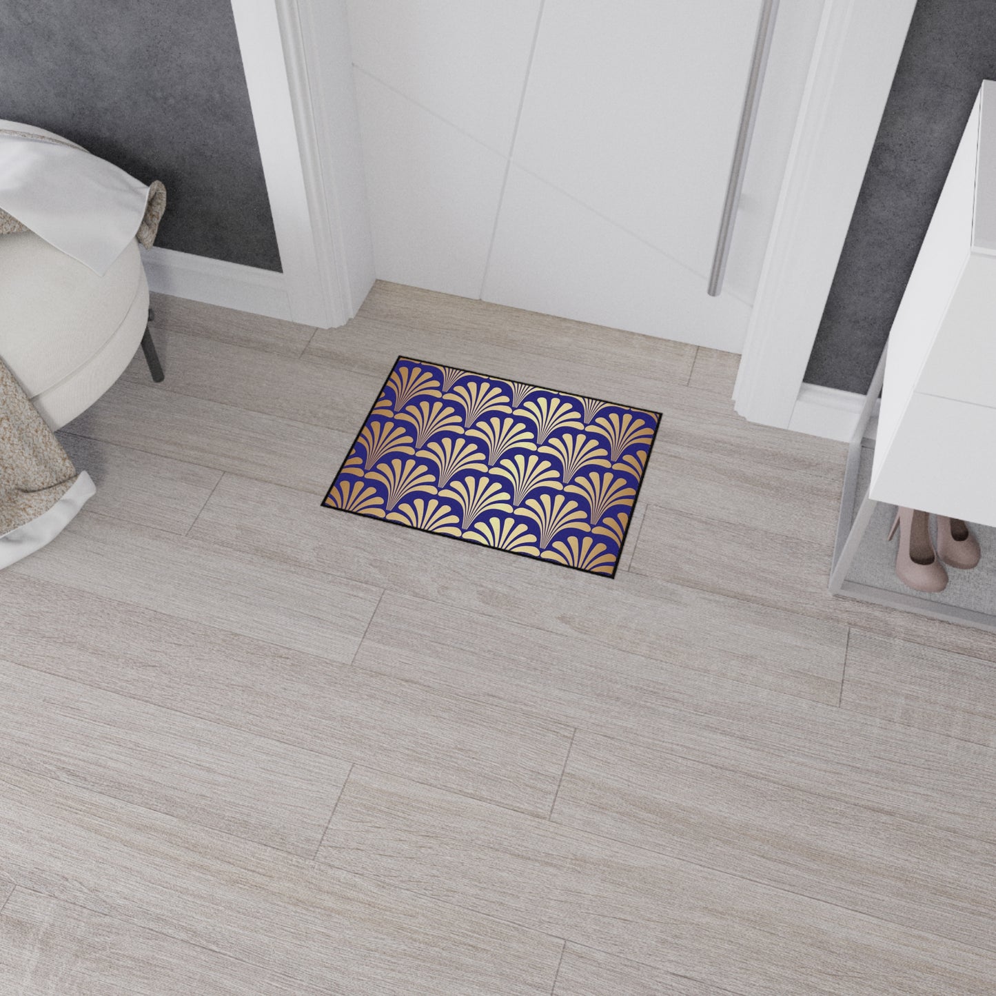 Decorative Heavy Duty Non-Slip Floor Mat Stylish Design Perfect for Entryway Kitchen Décor Blue Floral Geometric Design Rug Bathroom Mat
