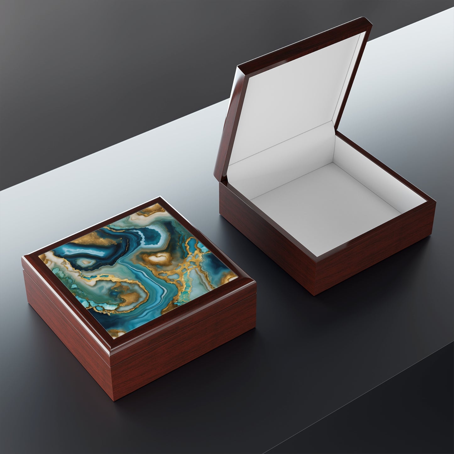 Unique Art Print Design Jewelry Box Trinket Box Bedroom Dresser Decor Vanity Gift Box - 3 colors to choose from
