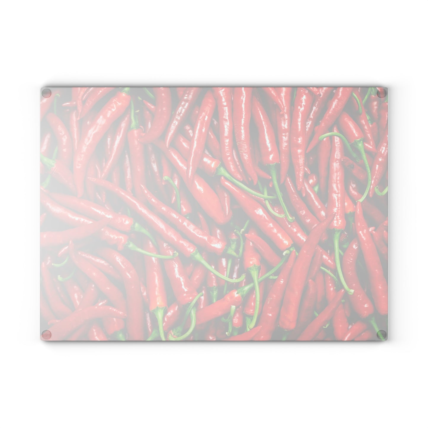 Kitchen Decor Glass Cutting Board Serving Tray with Red Hot Chili Peppers Spices Design Cutting Board Gift for Home Cook Charcuterie Board