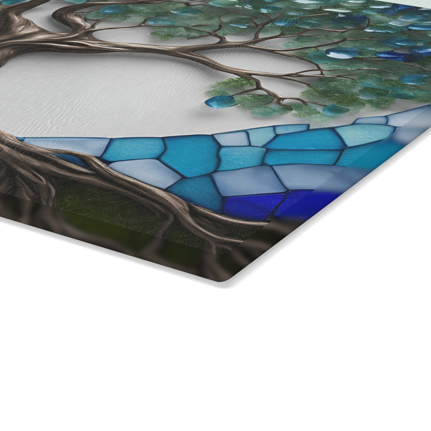 Glass Kitchen Decor Glass Cutting Board Serving Tray with Tree of Life Design Cutting Board Gift for Home Cook Glass Charcuterie Board