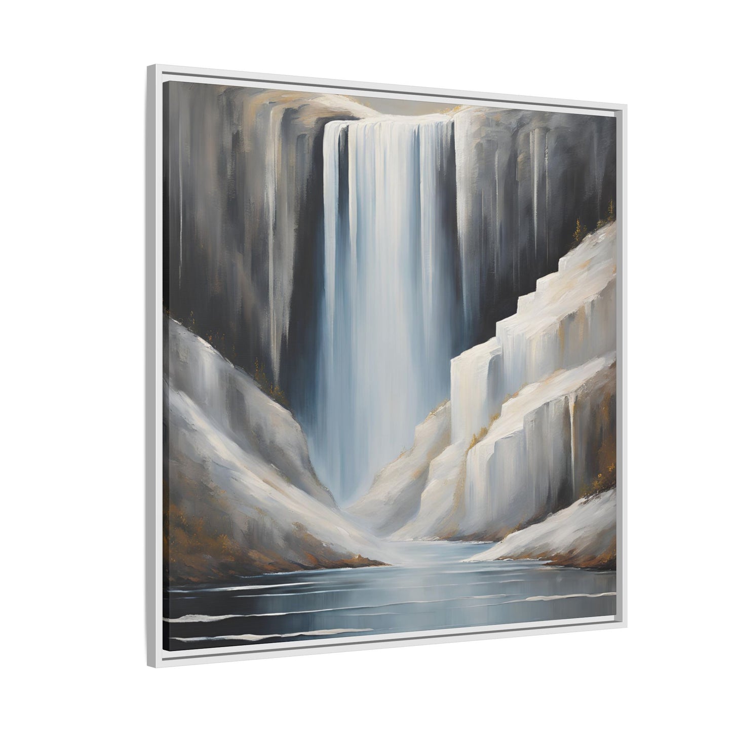 Modern Abstract Waterfall Design Unique Framed Canvas Wall Art Ocean Beach Gift Nature Lover Gift Mountain Landscape Gift 3 frame colors