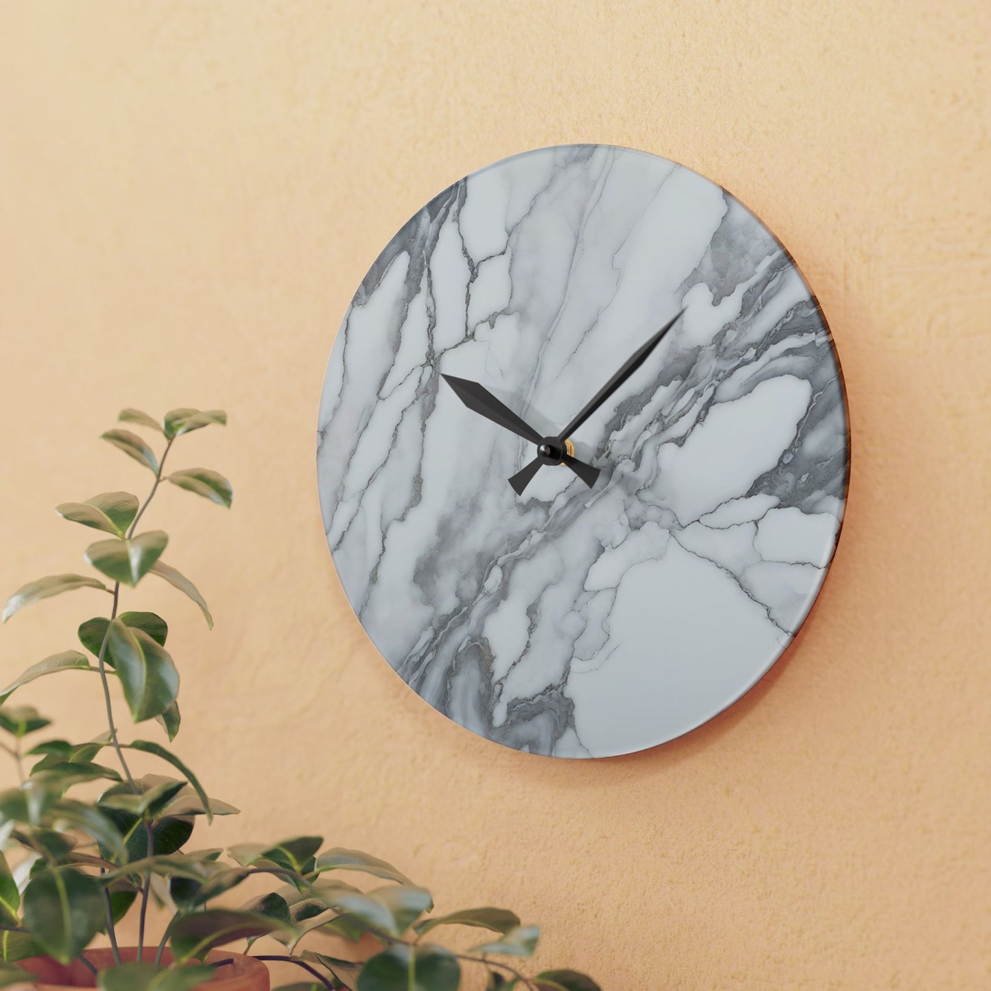 Acrylic Stone-Look Calacatta Quartz-Inspired Unique Design Acrylic Wall Clock Agate Crystal Lover Gemologist Gift Nature Lover Rock Gift