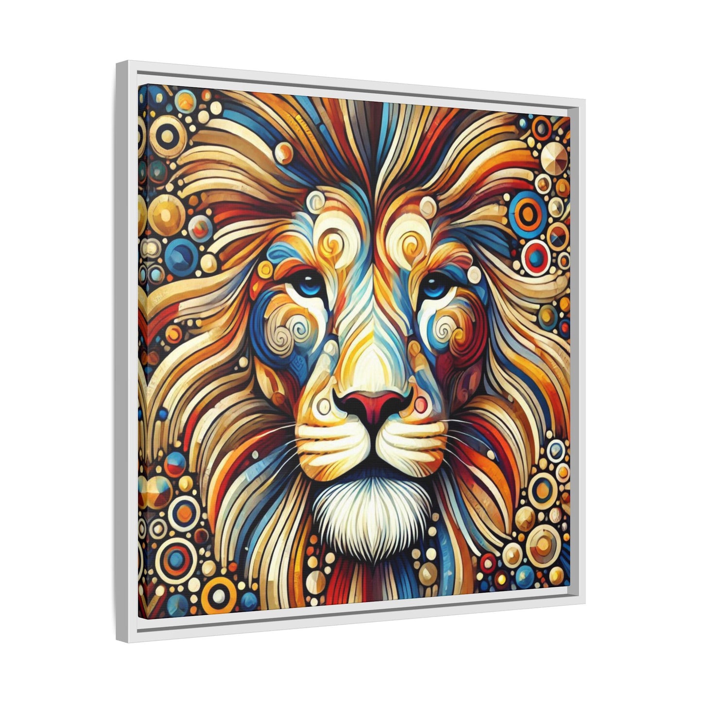 Modern Lion Print Abstract Design Unique Framed Canvas Print King of Jungle Wall Art Animal Lover Gift Nature Lover Decor 3 frame colors