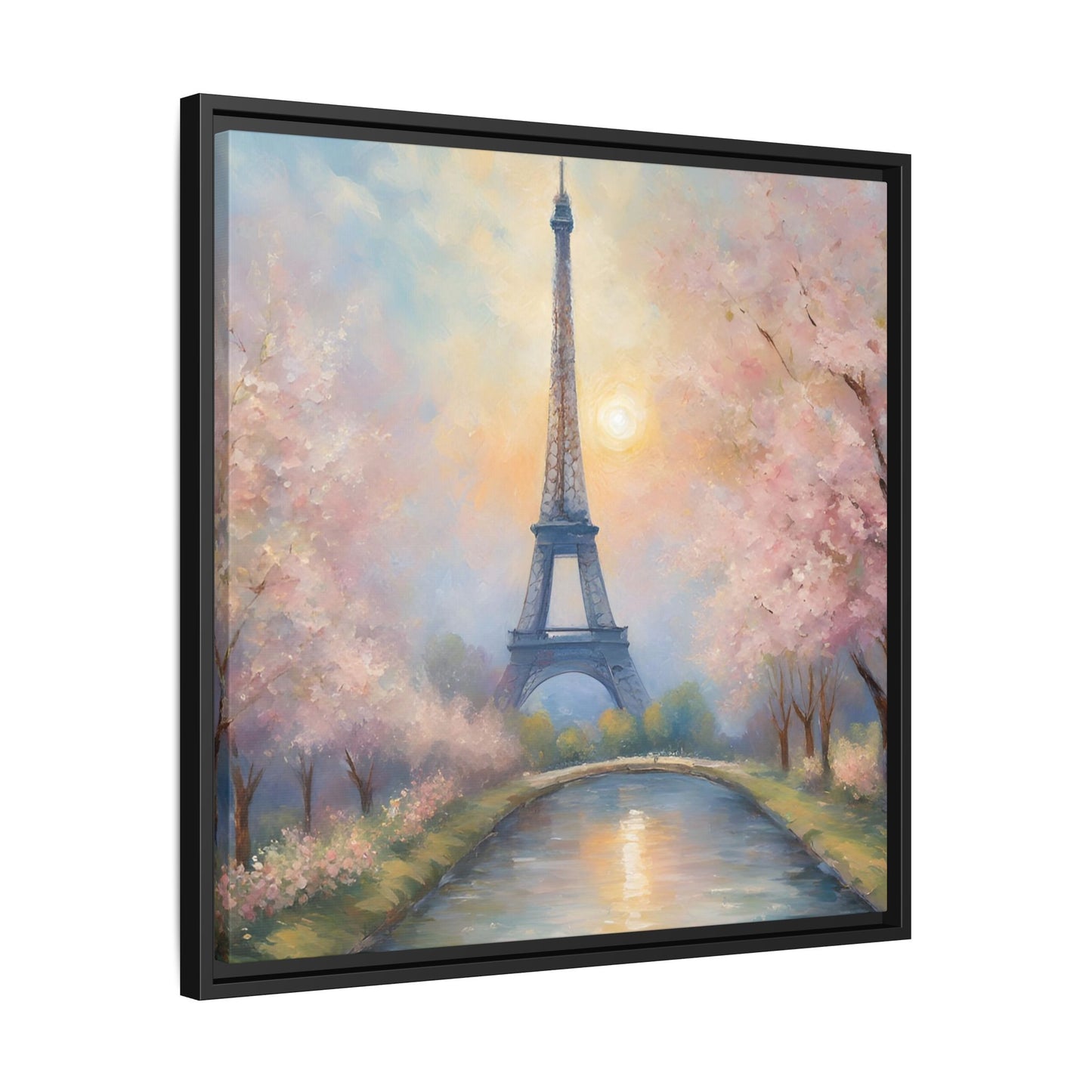 Modern Abstract Pastel Eiffel Tower Design Unique Framed Colorful Canvas Landscape Wall Art Paris France Gift Landscape Gift 3 frame colors