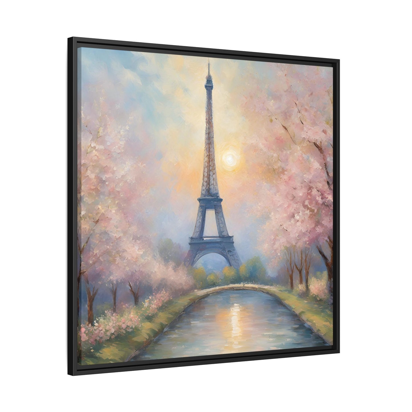 Modern Abstract Pastel Eiffel Tower Design Unique Framed Colorful Canvas Landscape Wall Art Paris France Gift Landscape Gift 3 frame colors