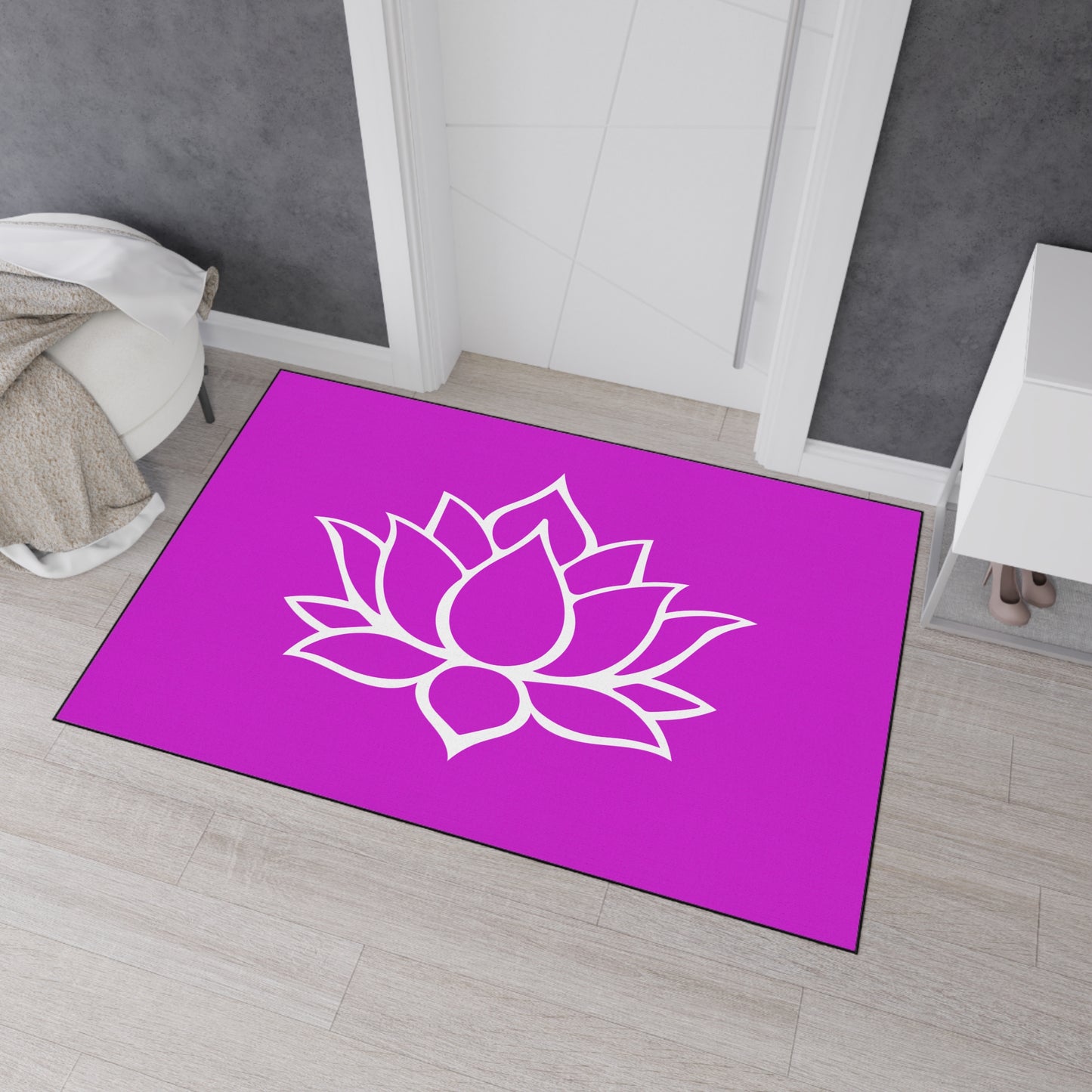 Decorative Heavy Duty Non-Slip Floor Mat Stylish Design Perfect for Entryway Kitchen Décor Pink Lotus Blossom Floral Design Rug Bath Mat