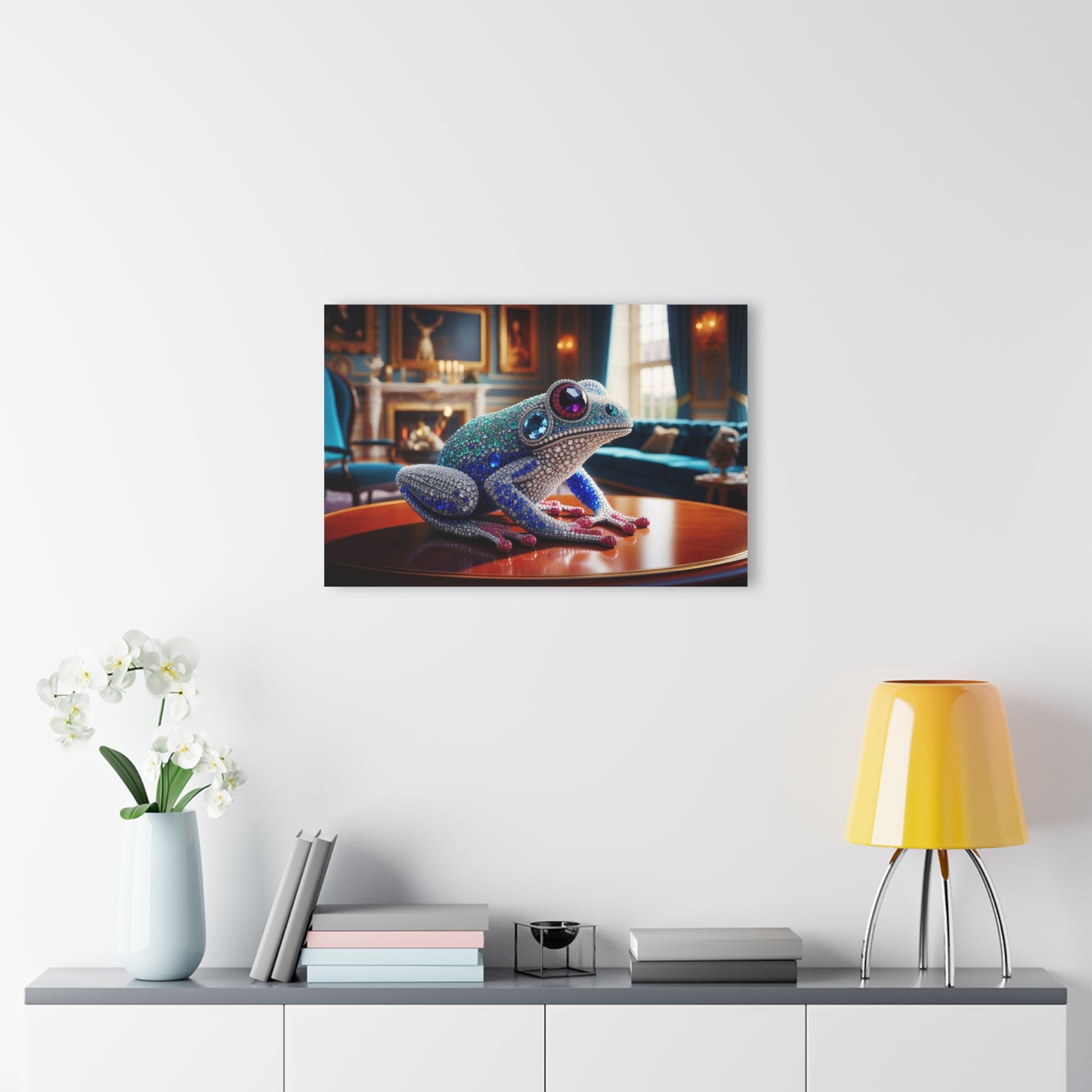 Gemstone Design Frog Acrylic Print with French Cleat Nature Lover Wall Art Animal Lover Gift Artwork Modern Toad Garden Home Decor