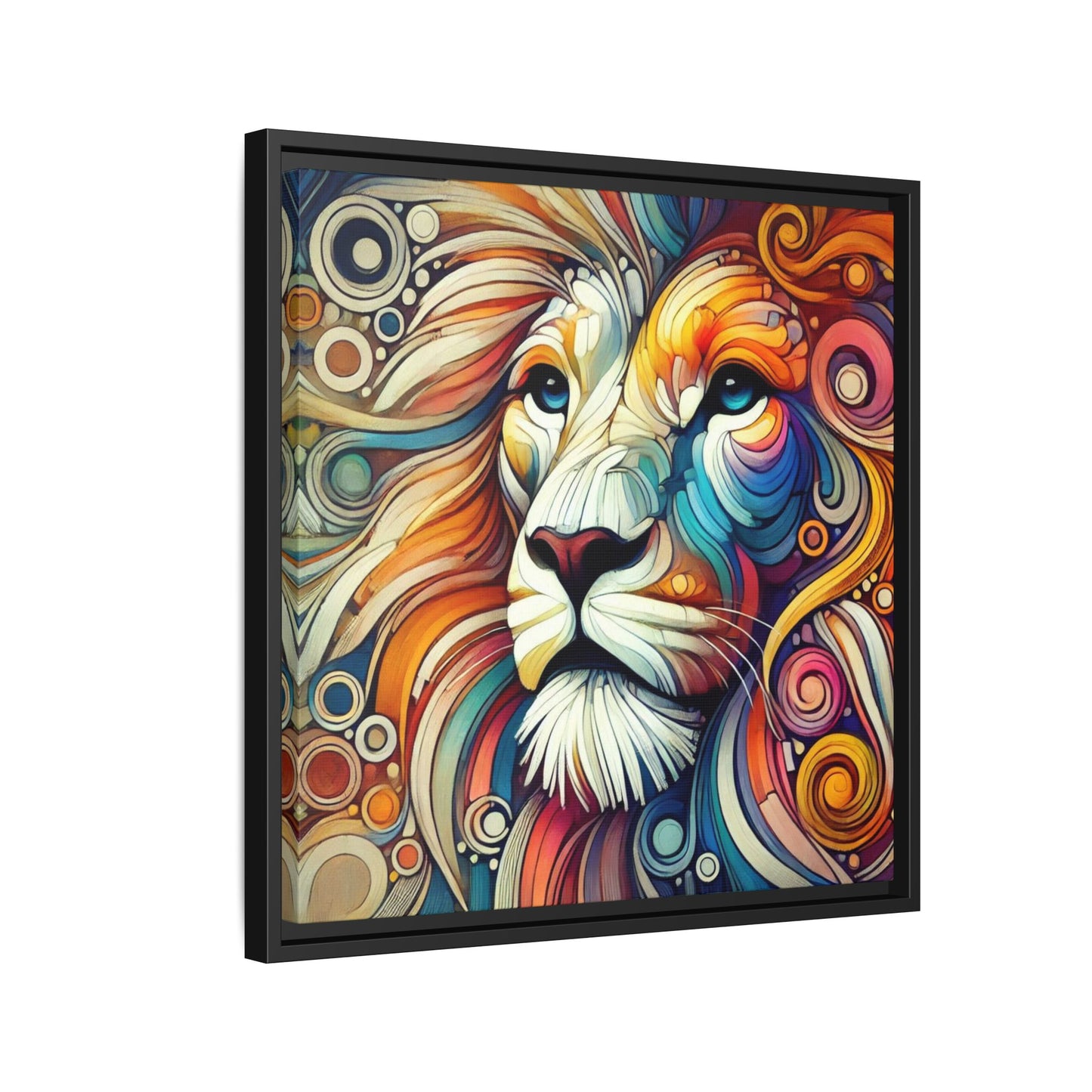 Modern Lion Print Abstract Design Unique Framed Canvas Print King of Jungle Wall Art Animal Lover Gift Nature Lover Decor 3 frame colors