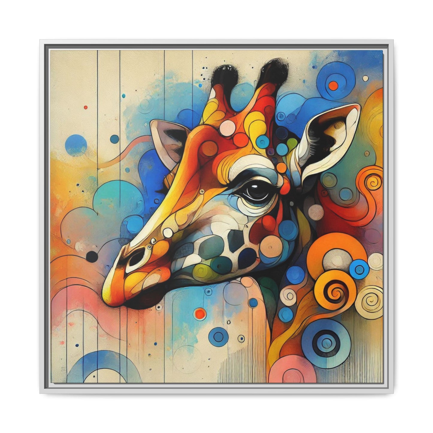 Modern Giraffe Print Abstract Design Unique Framed Canvas Print African Wall Art Animal Lover Gift Nature Lover Decor 3 frame colors