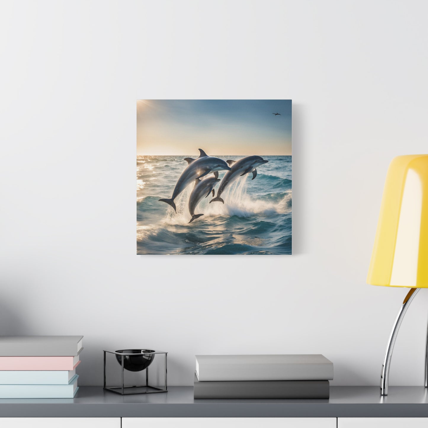 Dolphins Print Wall Art | Matte Canvas, Stretched, 1.25" | Animal Lover | Oceanic | Sea Life |