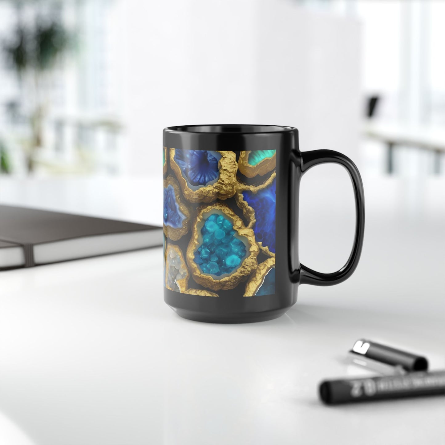 Ceramic Coffee Mug Quartz-Inspired Agate Image Nature Lover Ceramic Unique Colorful Teacup Geode Rock Gemstone Lover Ceramic 15 oz Mug