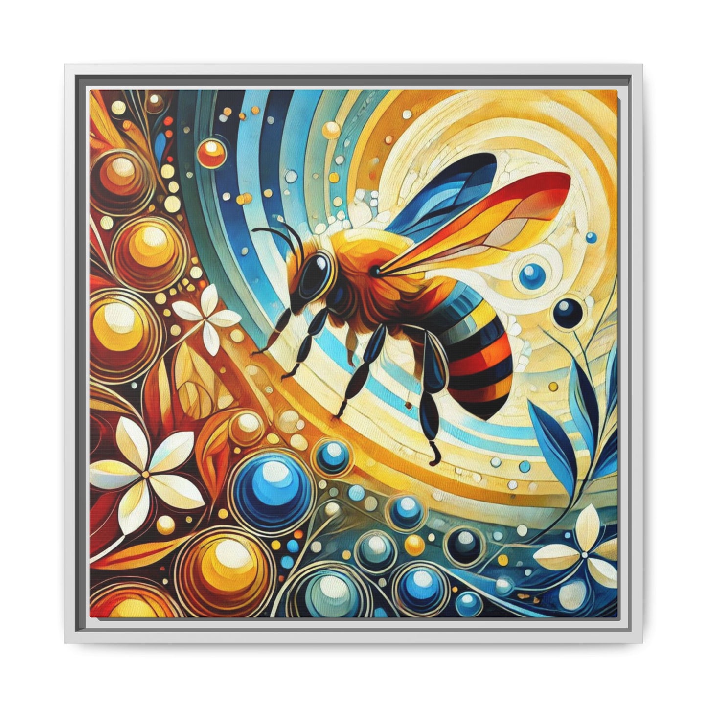 Modern Bee Print Abstract Design Unique Framed Canvas Print Insect Lover Wall Art Animal Lover Nature Lover Decor 3 frame colors