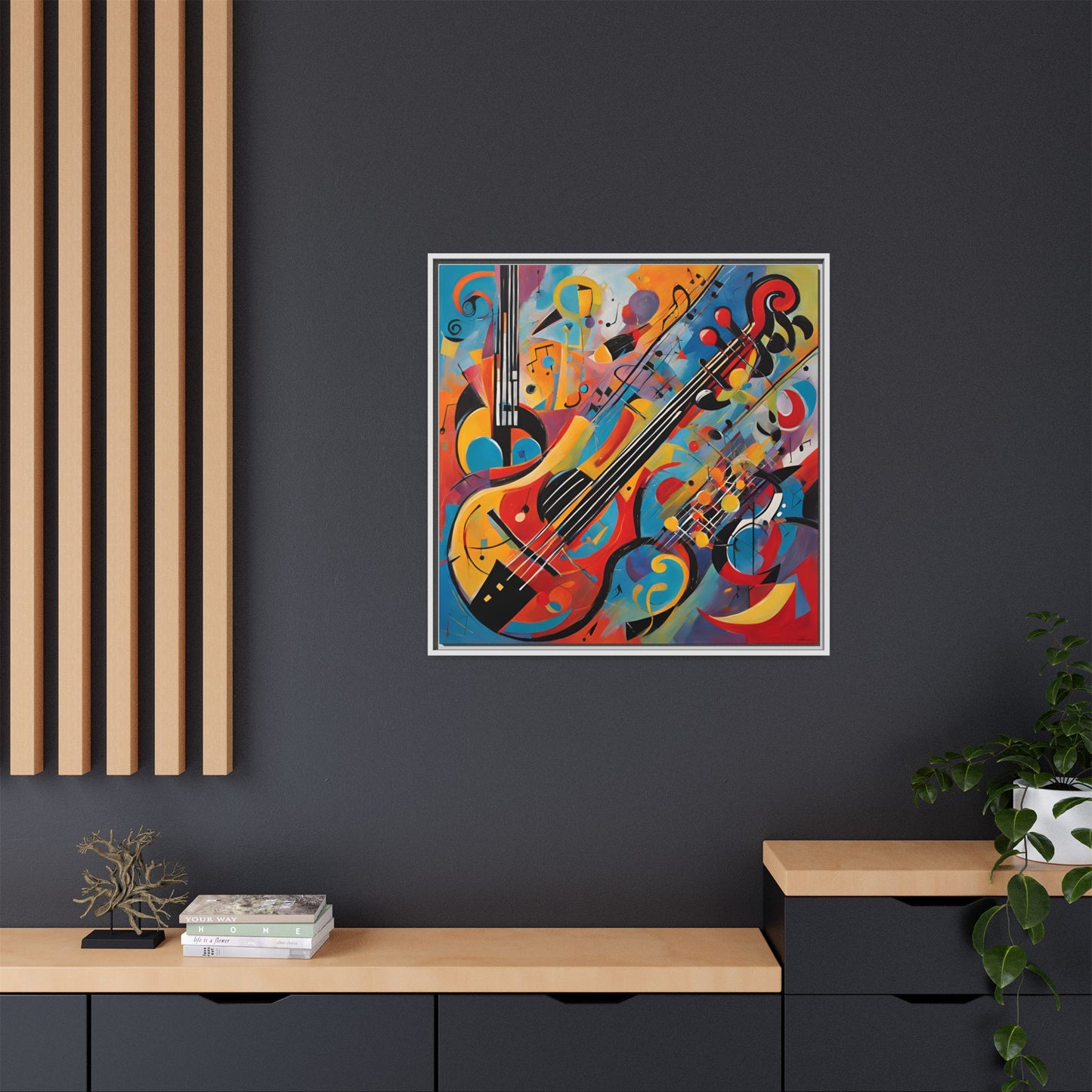 Modern Music-Themed Print Abstract Design Unique Framed Canvas Print Guitar Wall Art Music Lover Gift Decor 3 frame colors