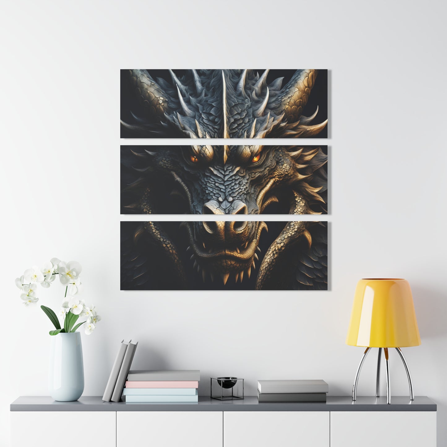Dragon Design Triptych Acrylic Print Wall Art Unique Cosplay Anime Dragon Lover Gift Sci-Fi Fantasy Art