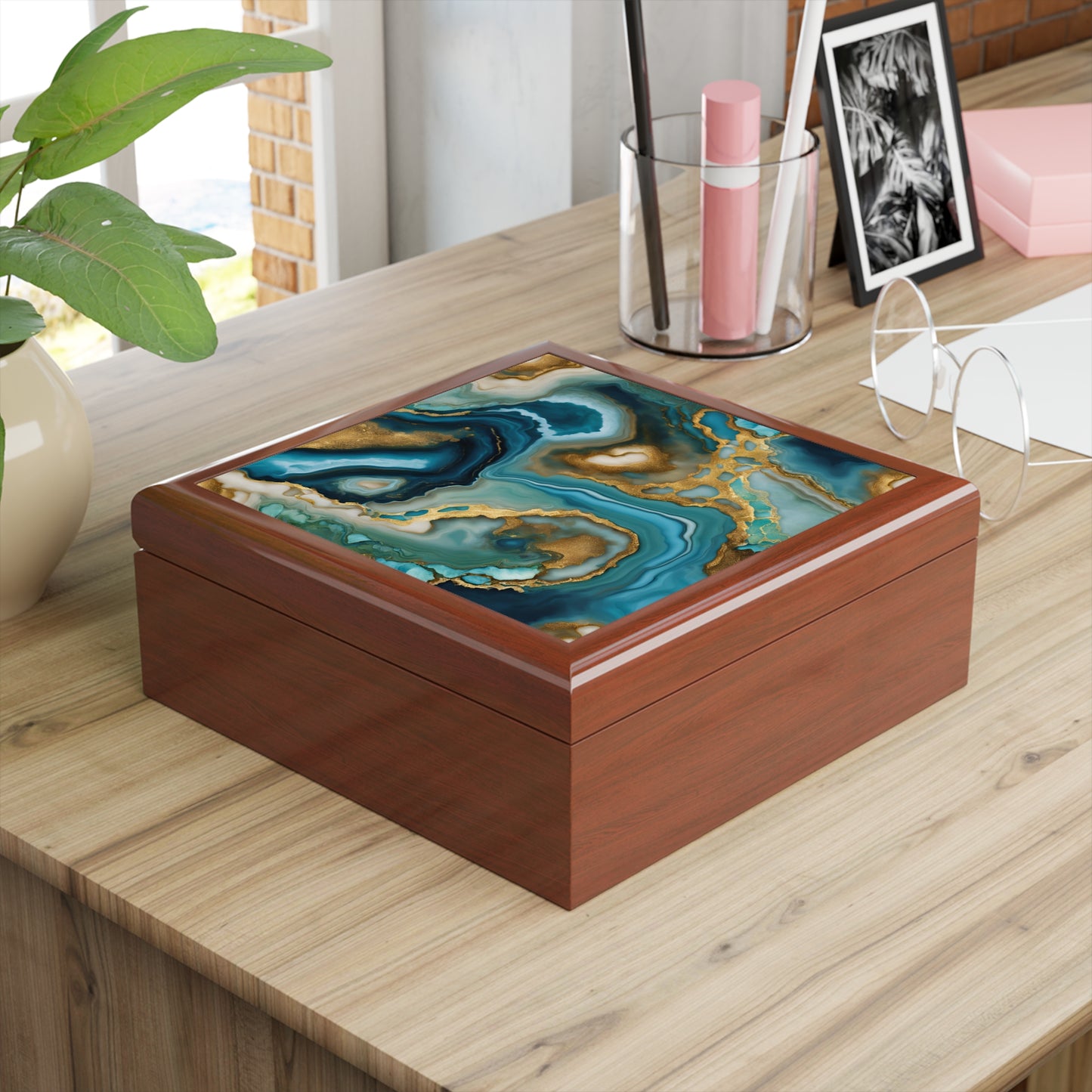 Unique Art Print Design Jewelry Box Trinket Box Bedroom Dresser Decor Vanity Gift Box - 3 colors to choose from