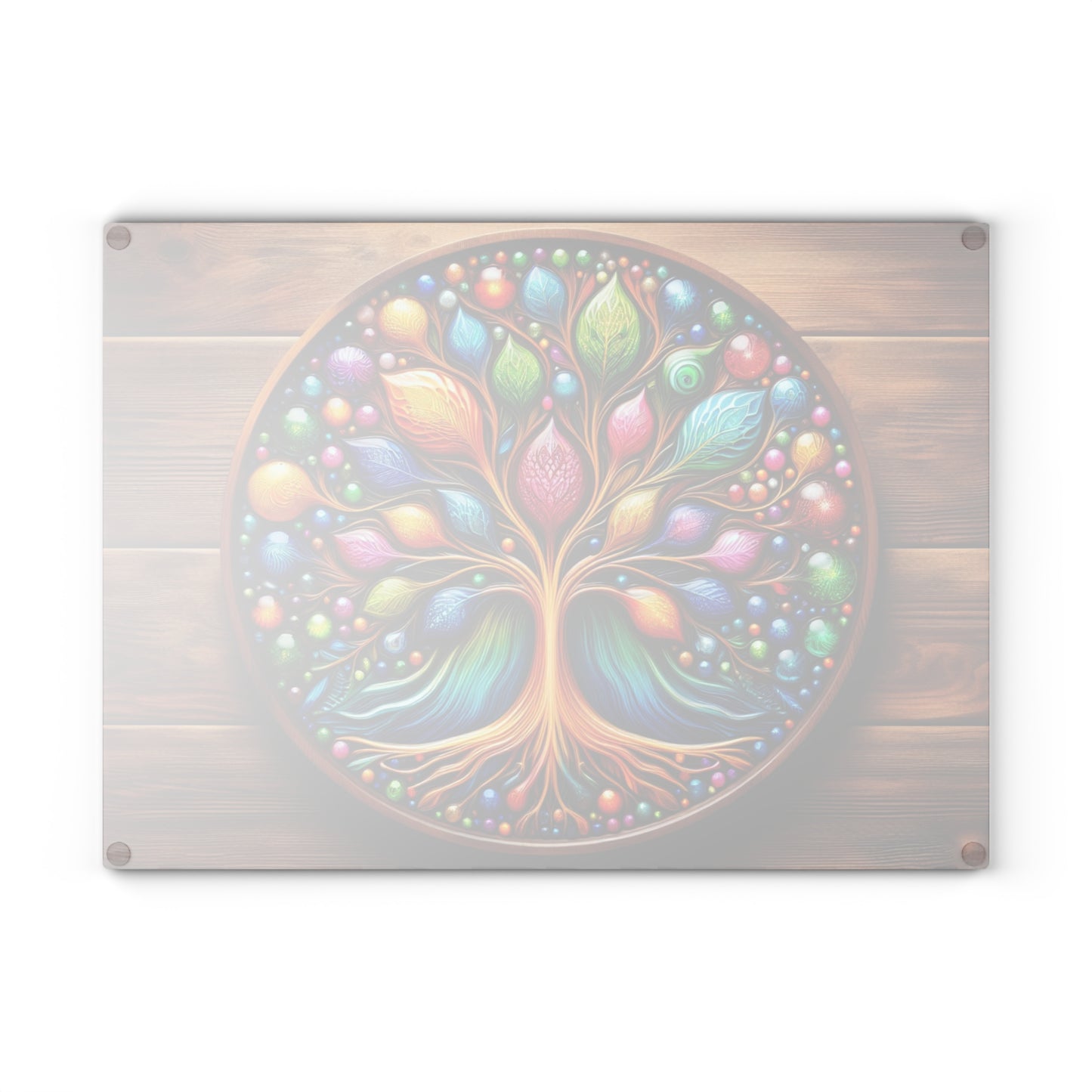 Kitchen Decor Glass Cutting Board Serving Tray with Tree of Life Design Cutting Board Gift for Home Cook Glass Charcuterie Board