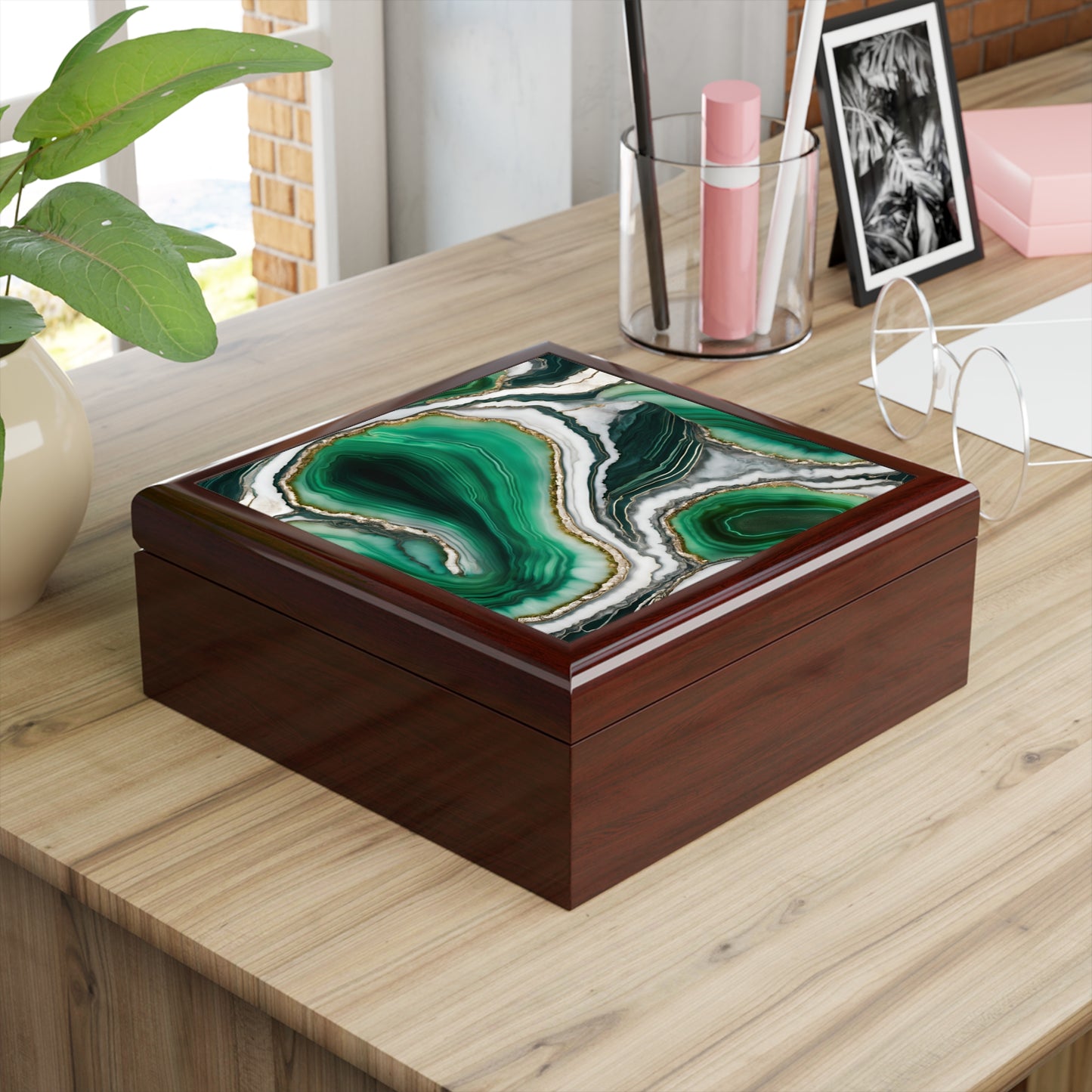 Unique Art Print Design Jewelry Box Trinket Box Bedroom Dresser Decor Vanity Gift Box - 3 colors to choose from