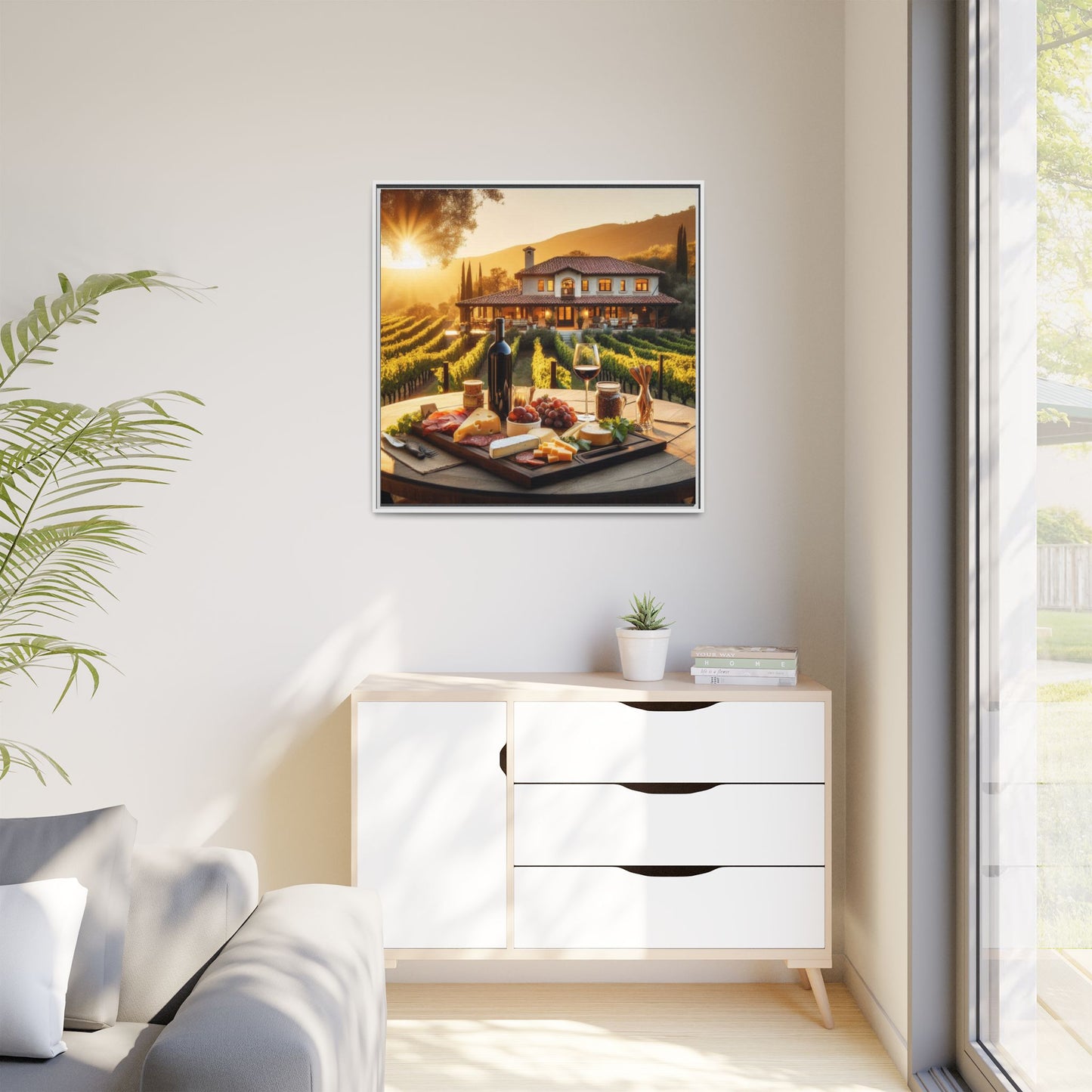 Vineyard Design Unique Framed Canvas Wall Art Gift Nature Lover Landscape Decor Wine Lover Gift Grape Vines Image 3 frame colors