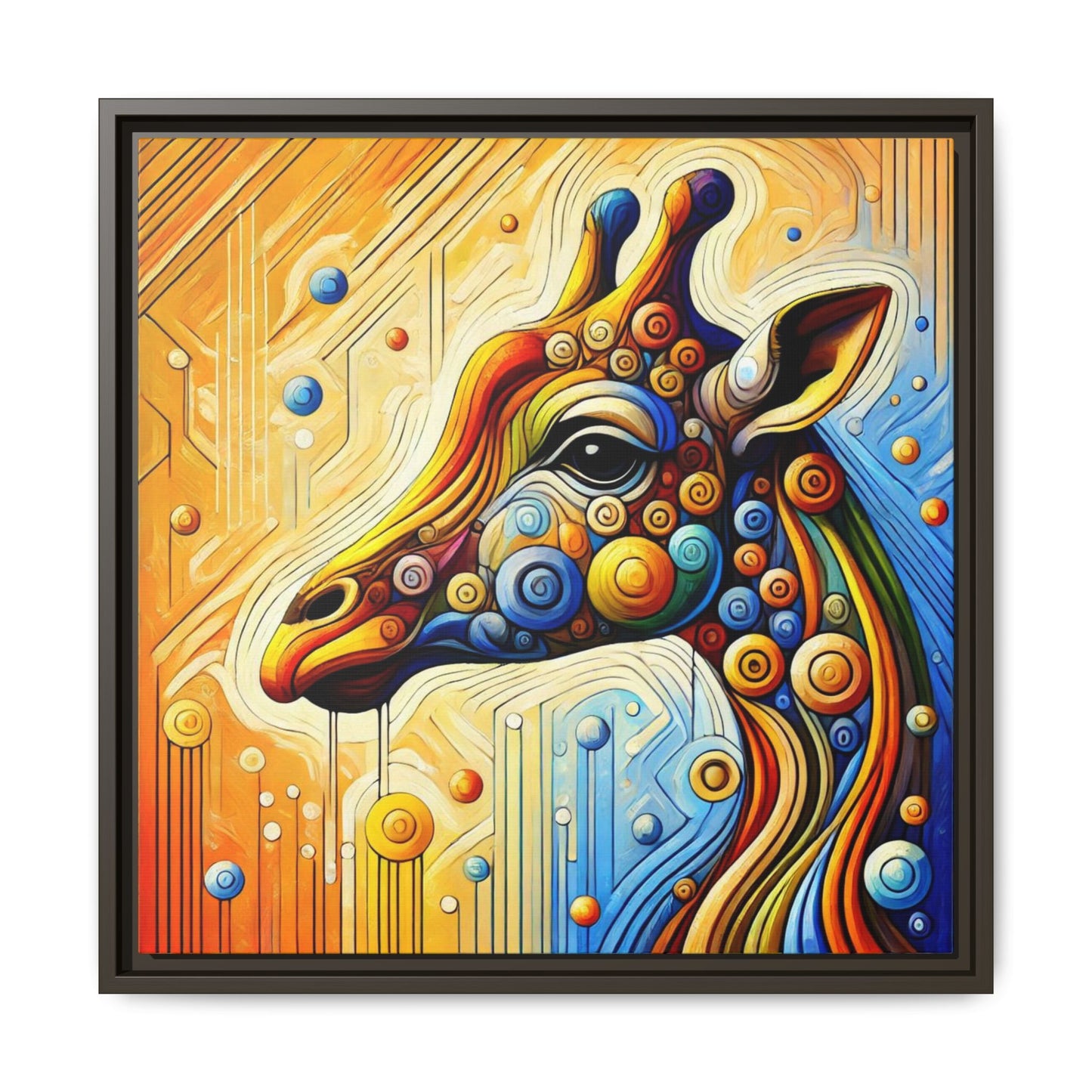 Modern Giraffe Print Abstract Design Unique Framed Canvas Print African Wall Art Animal Lover Gift Nature Lover Decor 3 frame colors