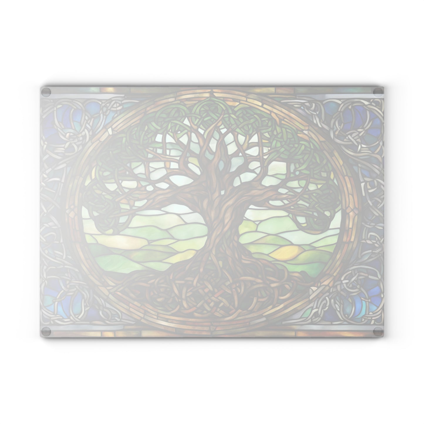 Kitchen Decor Glass Cutting Board Serving Tray with Tree of Life Design Cutting Board Gift for Home Cook Glass Charcuterie Board