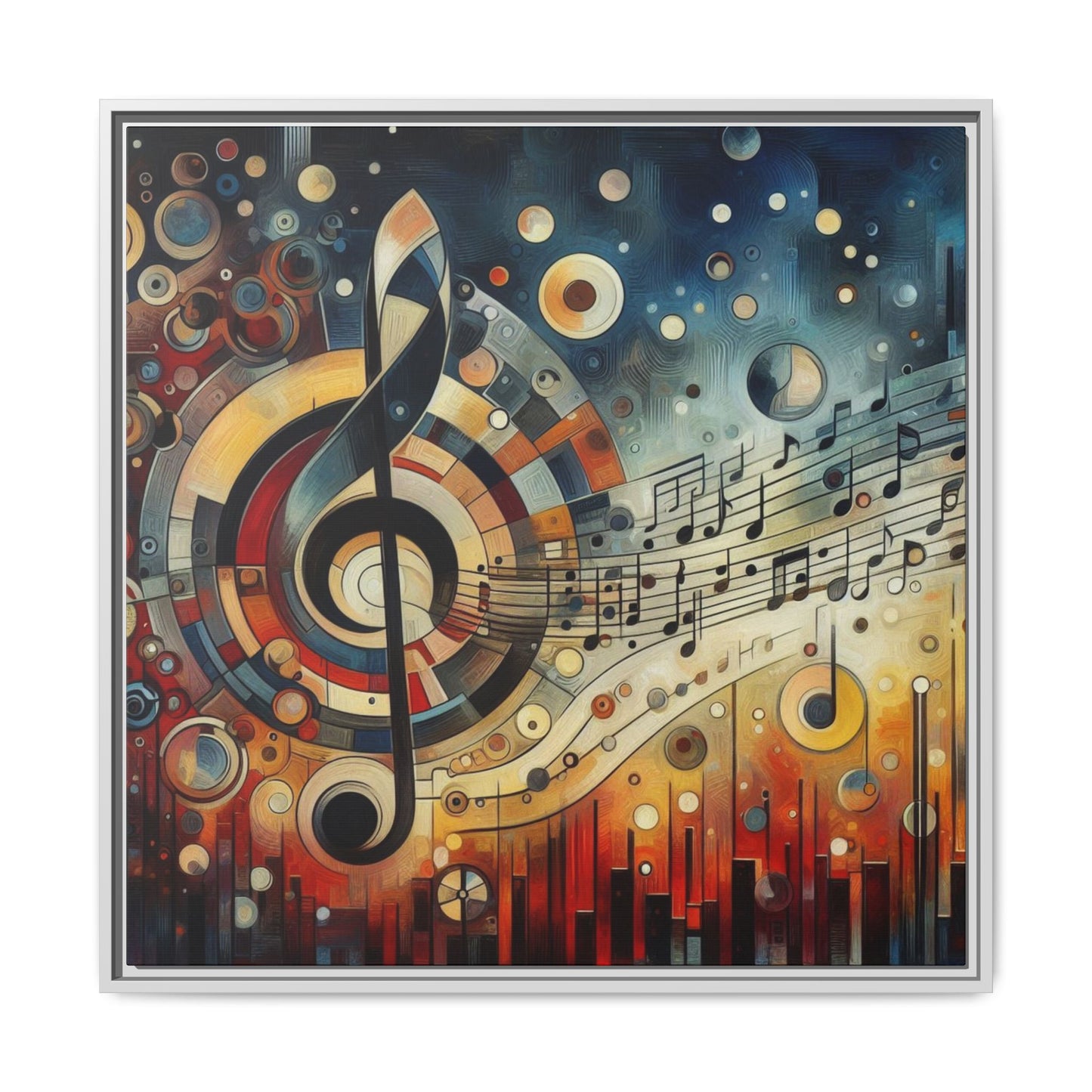 Modern Music-Themed Print Abstract Design Unique Framed Canvas Print Treble Clef Note Wall Art Music Lover Gift Decor 3 frame colors