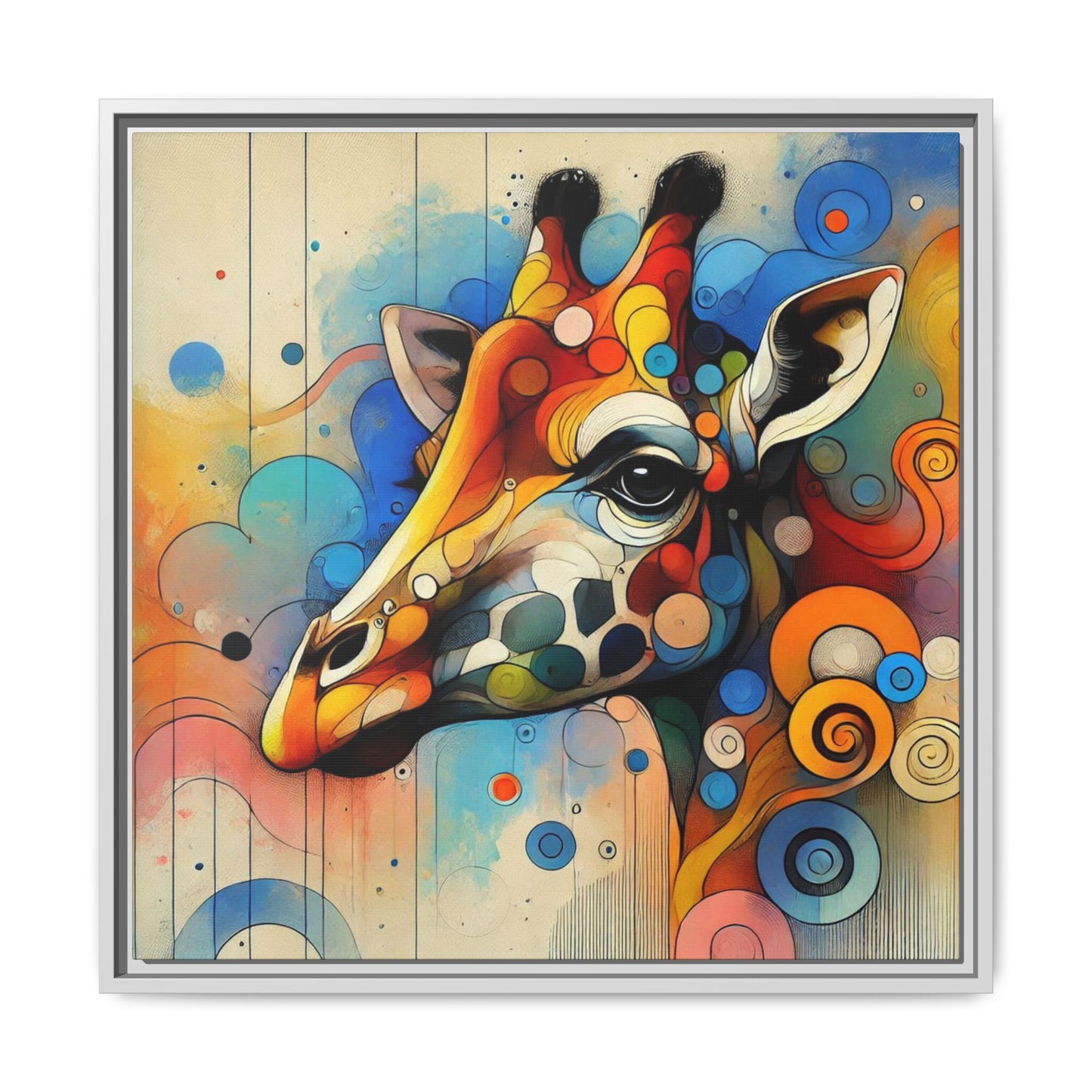 Modern Giraffe Print Abstract Design Unique Framed Canvas Print African Wall Art Animal Lover Gift Nature Lover Decor 3 frame colors
