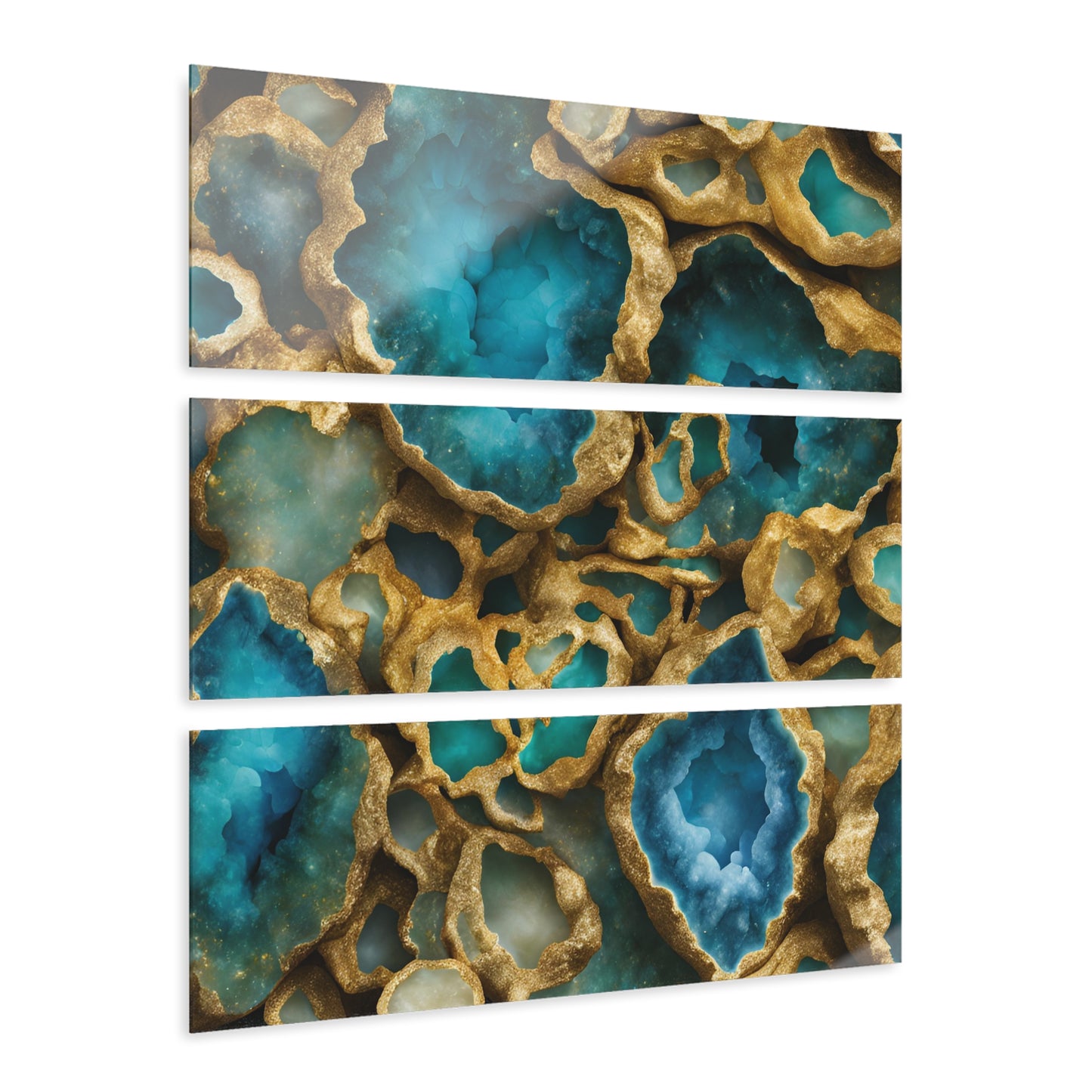 Stunning Geode Quartz Crystal Design Triptych Acrylic Print Wall Art Nature Lover Gift Geology Rock Lover Gift