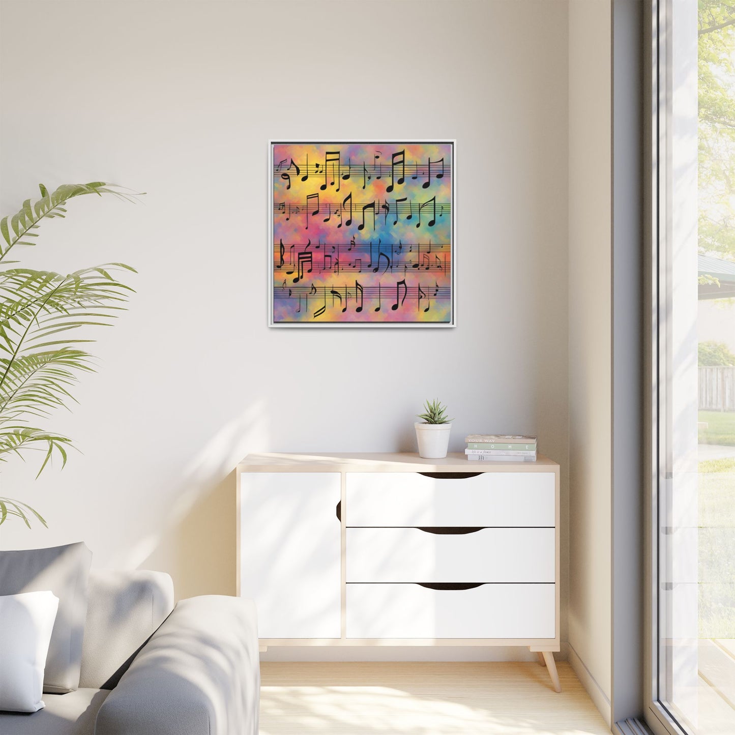 Modern Music-Themed Print Abstract Design Unique Framed Canvas Print Sheet Music Wall Art Music Lover Gift Decor 3 frame colors