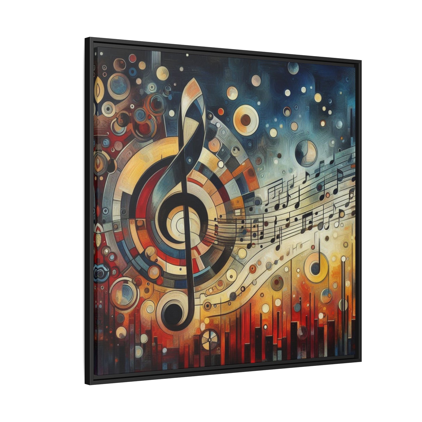 Modern Music-Themed Print Abstract Design Unique Framed Canvas Print Treble Clef Note Wall Art Music Lover Gift Decor 3 frame colors