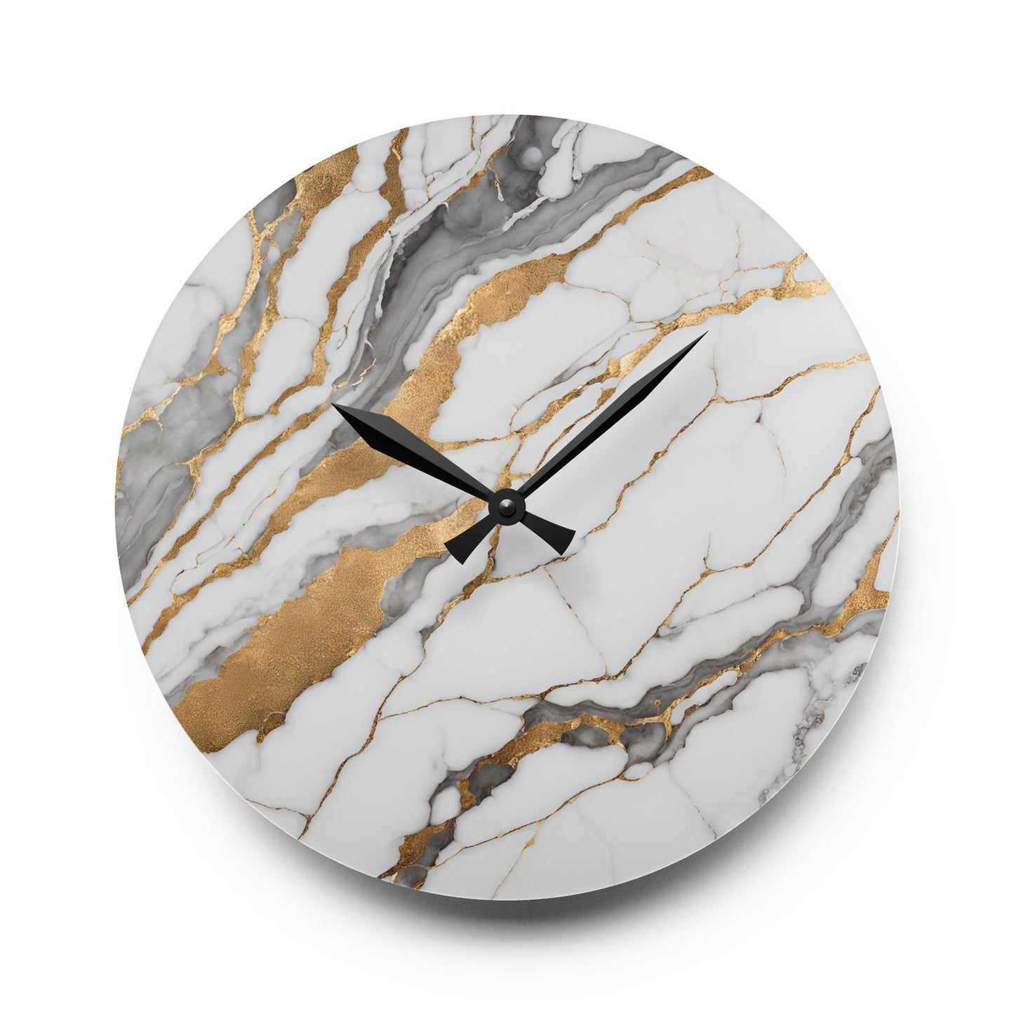 Acrylic Stone-Look Calacatta Quartz-Inspired Unique Design Acrylic Wall Clock Agate Crystal Lover Gemologist Gift Nature Lover Rock Gift