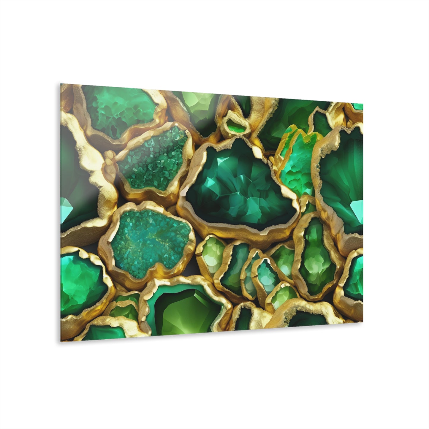 Large Geode-Inspired Design Acrylic Print with French Cleat Emerald-look Nature Wall Art Rock Lover Relaxing Artwork Modern Home Decor