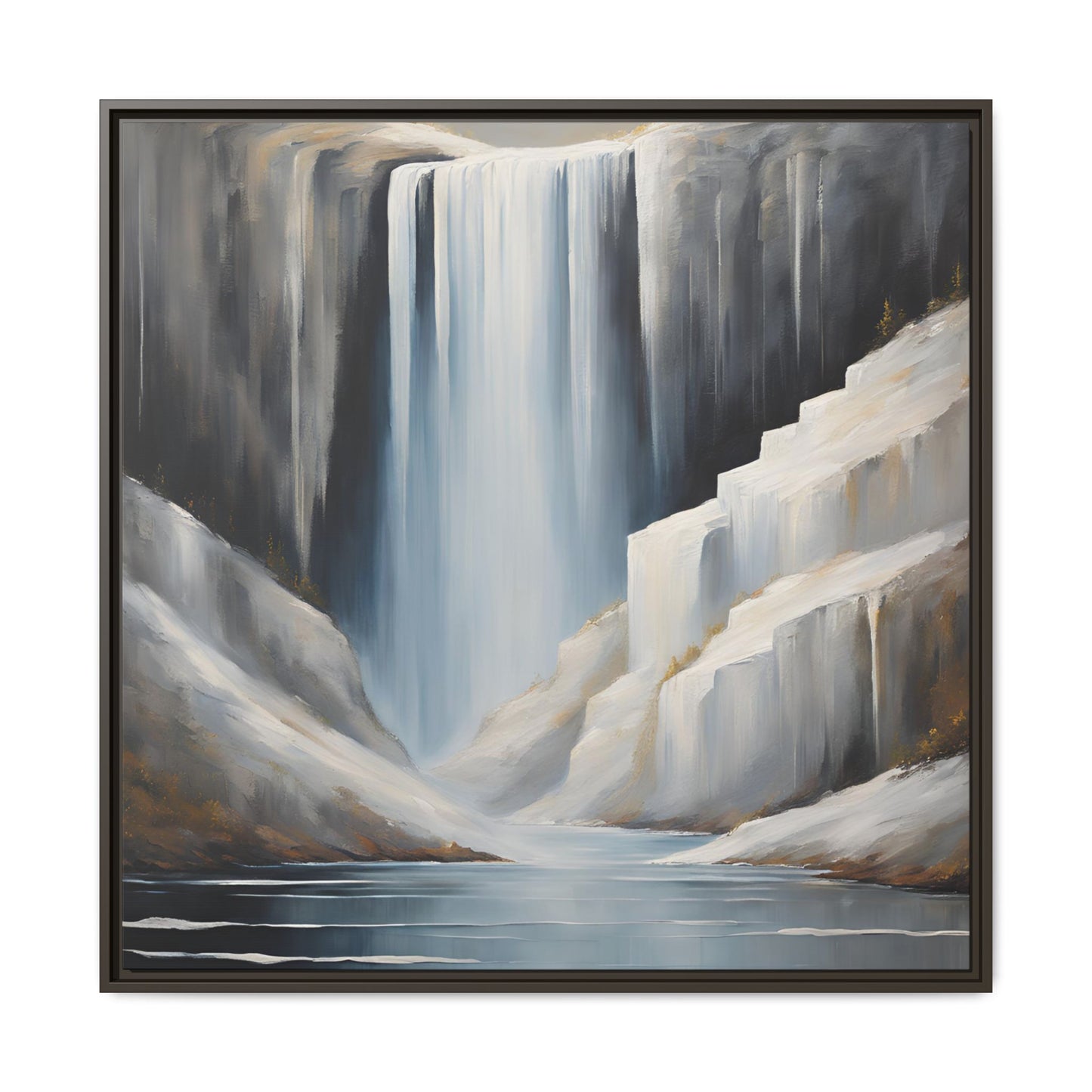 Modern Abstract Waterfall Design Unique Framed Canvas Wall Art Ocean Beach Gift Nature Lover Gift Mountain Landscape Gift 3 frame colors