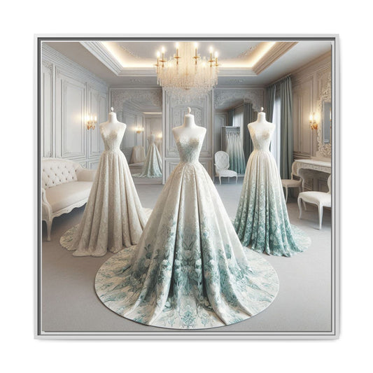Fashion Formal Wedding Dress Framed Canvas Print Wall Art Unique Fashion Designer Style Haute Couture Fashionista Gift Decor 3 Frame Colors