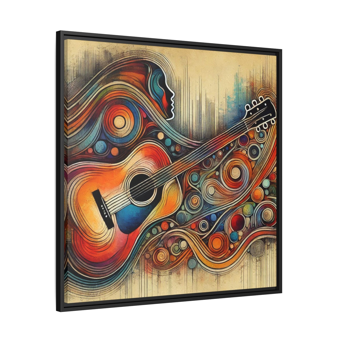 Modern Music-Themed Print Abstract Design Unique Framed Canvas Print Guitar Wall Art Music Lover Gift Decor 3 frame colors