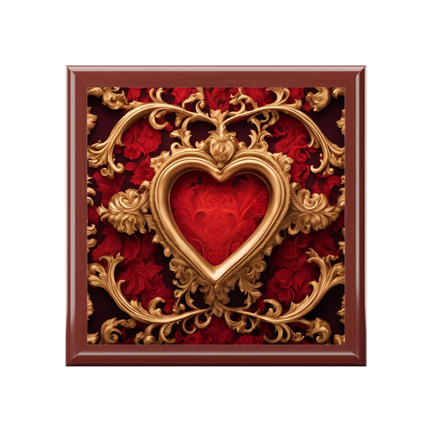 Unique Heart Art Print Design Jewelry Box Trinket Box Bedroom Dresser Decor Vanity Gift Box - 3 colors to choose from