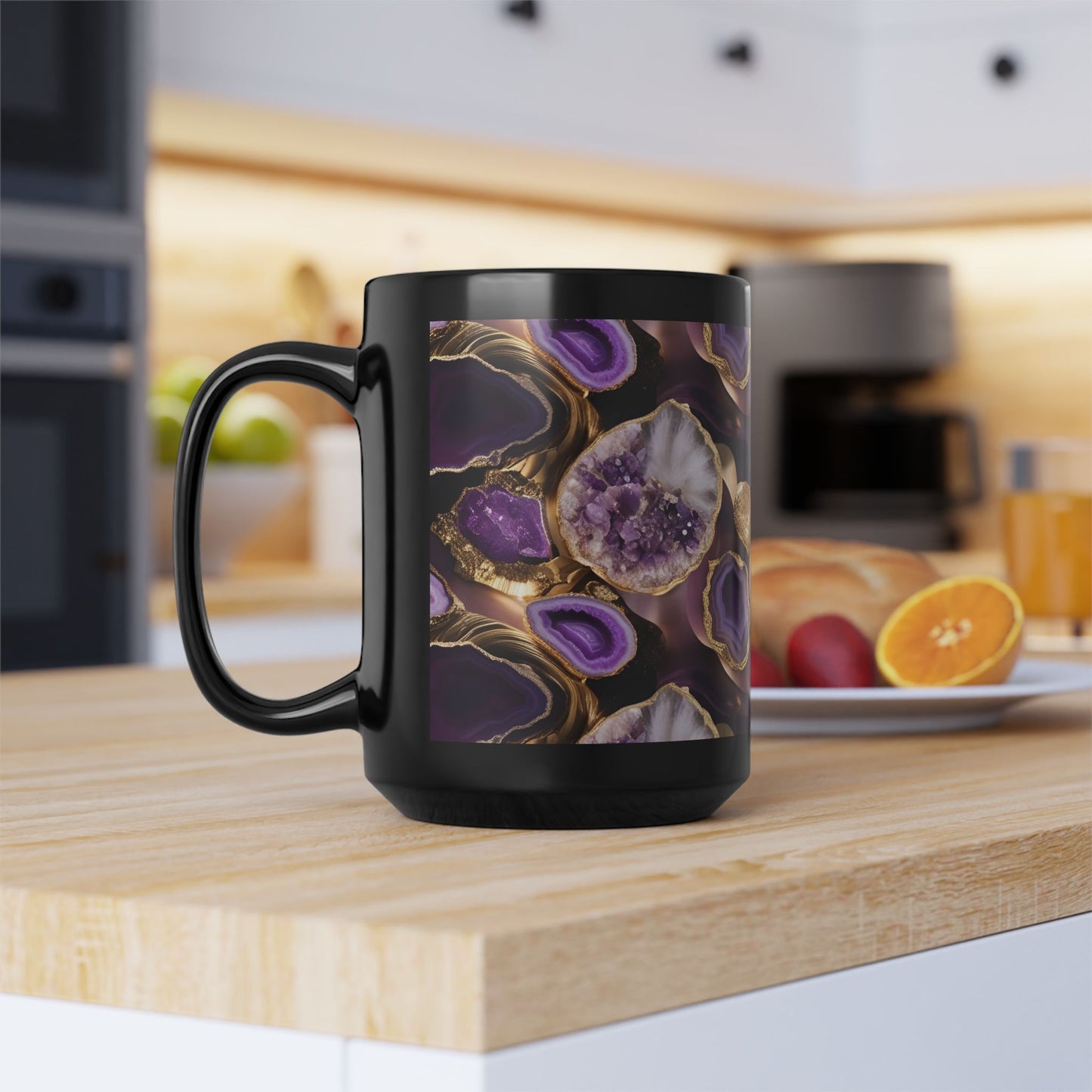 Ceramic Coffee Mug Geode-Inspired Image Nature Lover Ceramic Teacup Gardener Gift Agate-look Rock Lover 15oz Mug
