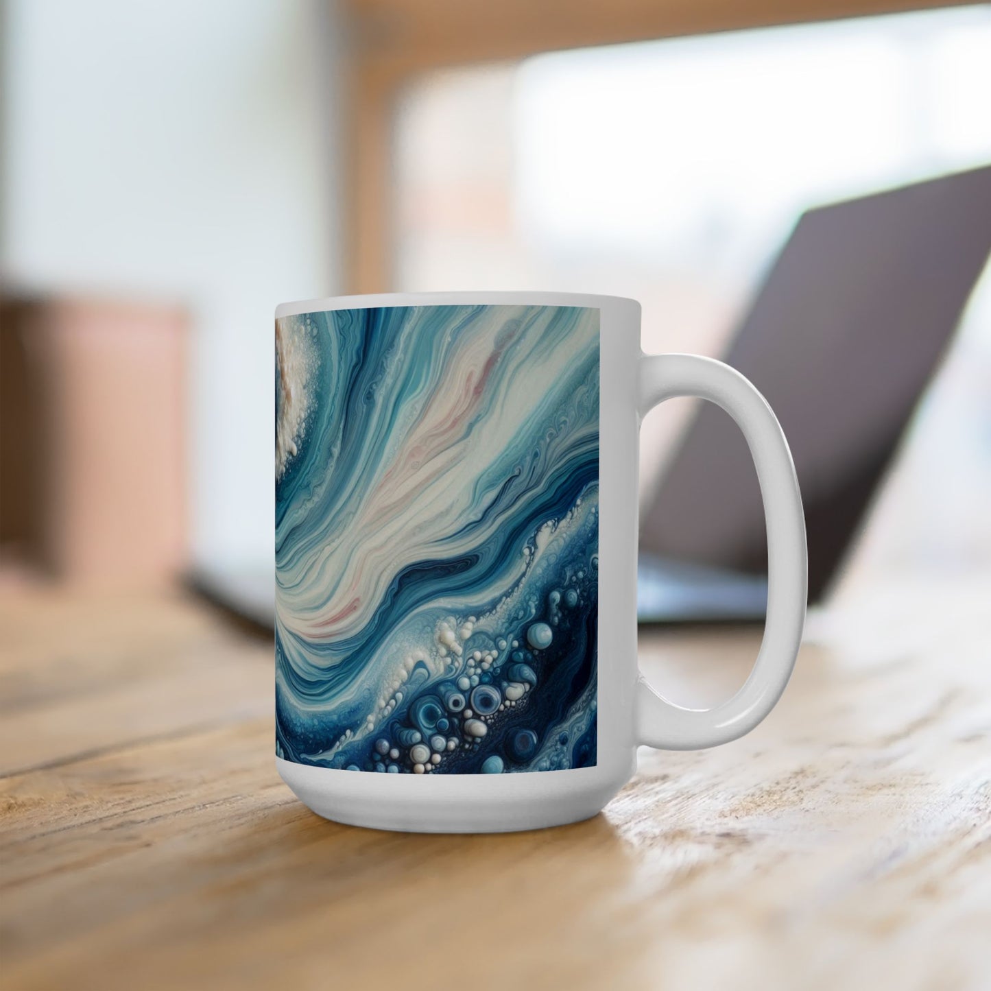 Ceramic Coffee Mug Modern Wave Design Mug Tea Cup Oceanic Swirl Design Salt Life Surfer Ceramic Mug