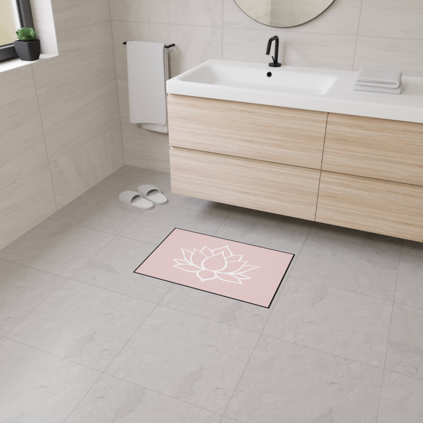 Decorative Heavy Duty Non-Slip Floor Mat Stylish Design Perfect for Entryway Kitchen Décor Pink Lotus Blossom Floral Design Rug Bathroom Mat