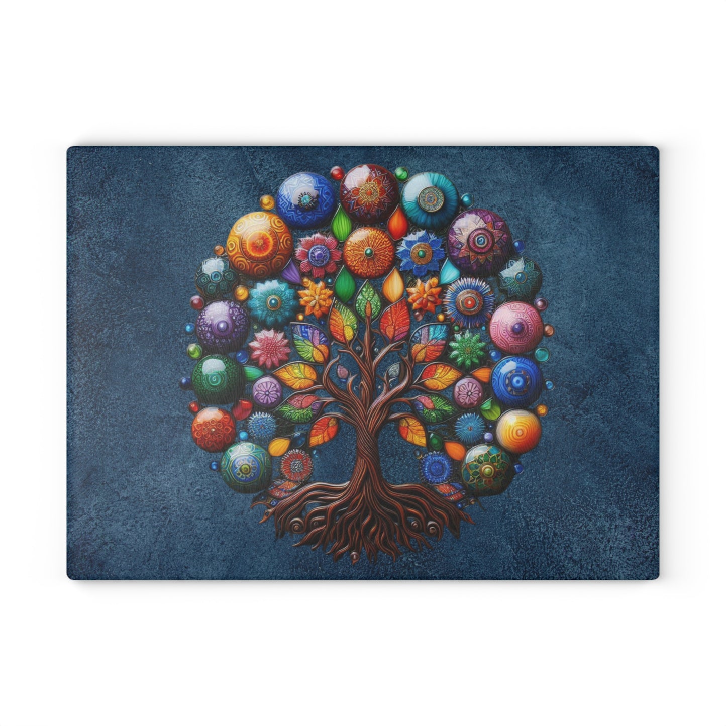 Kitchen Decor Glass Cutting Board Serving Tray with Tree of Life Design Cutting Board Gift for Home Cook Glass Charcuterie Board